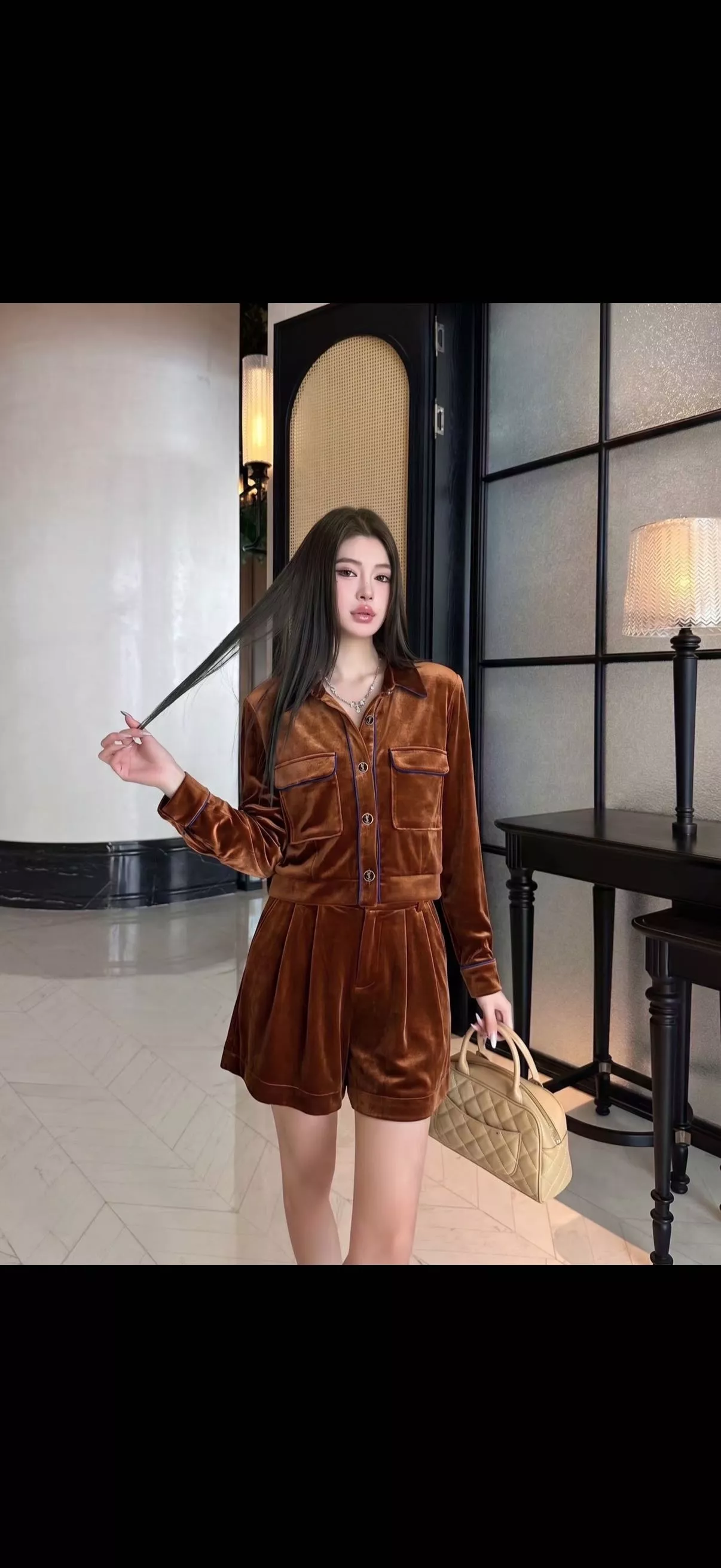 입생로랑 빈티지 크롭 카라 재킷 하프 팬츠 투피스 상세 이미지 13