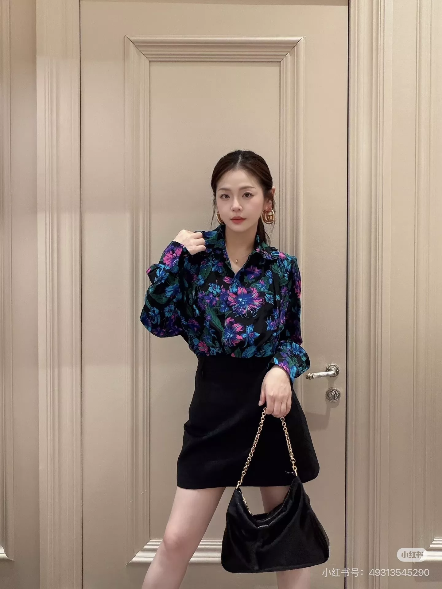 구찌 플라워 프린트 프릴 칼라 긴소매 블라우스 상세 이미지 31