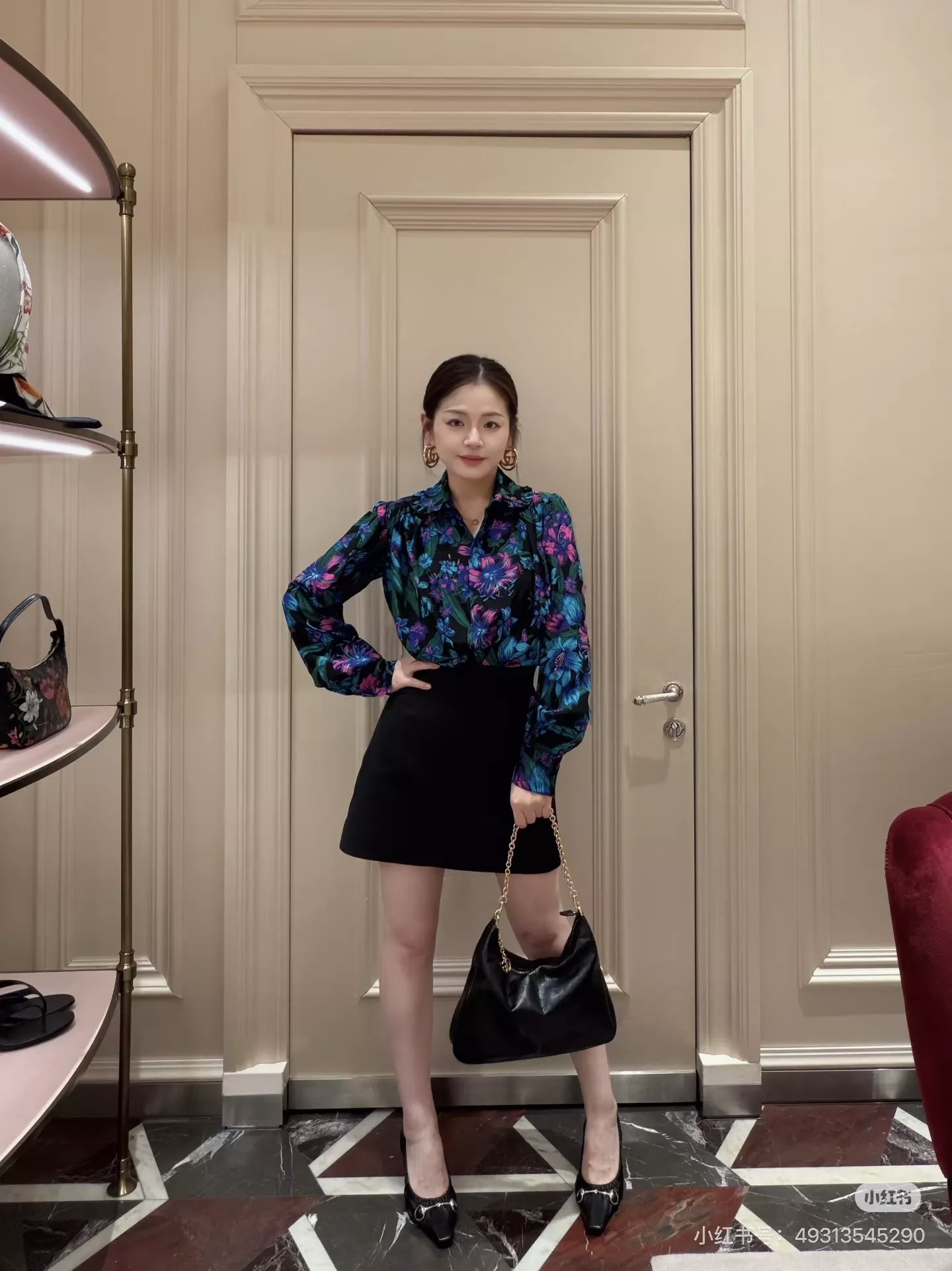 구찌 플라워 프린트 프릴 칼라 긴소매 블라우스 상세 이미지 30