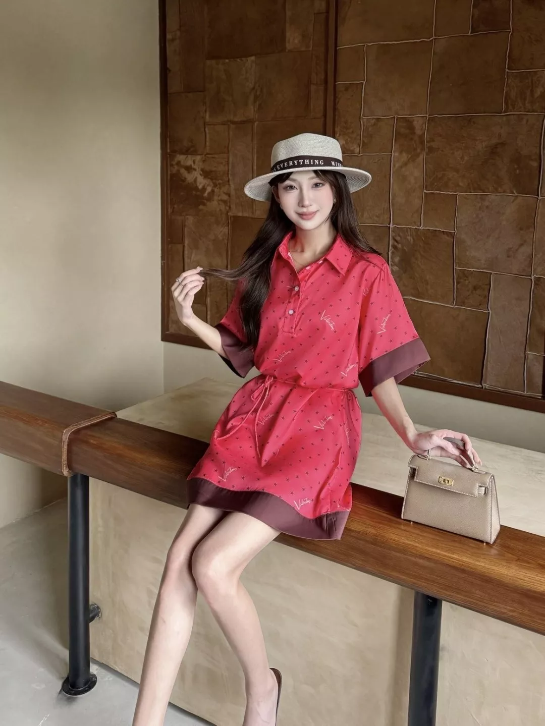 발렌티노 별 패턴 새틴 폴로 원피스 상세 이미지 19