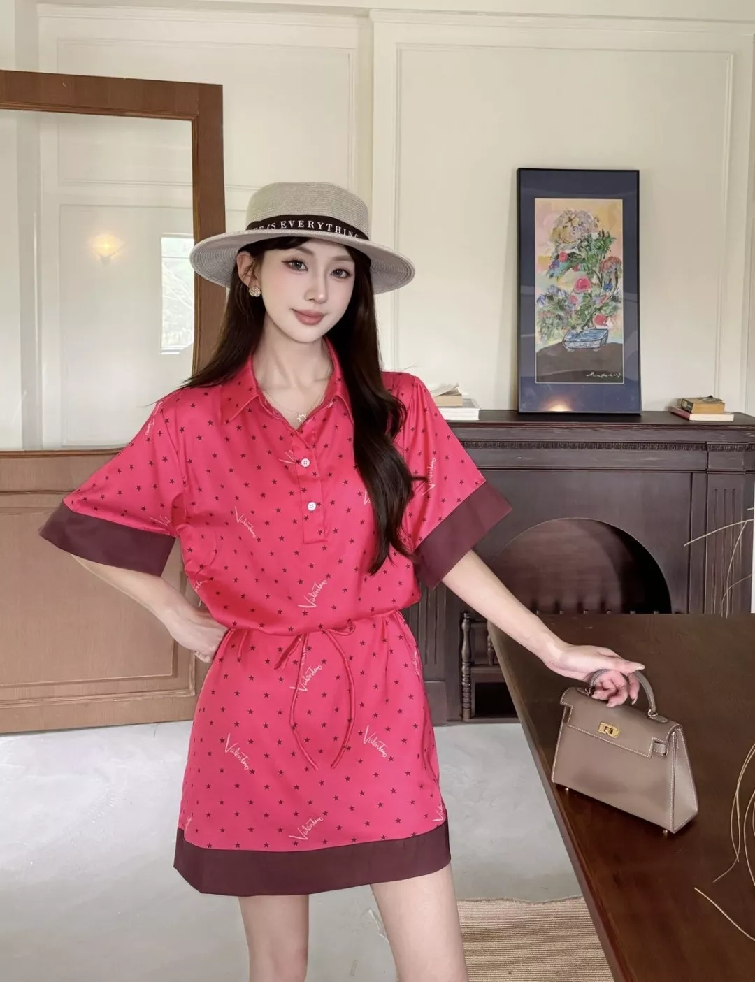발렌티노 별 패턴 새틴 폴로 원피스 상세 이미지 18