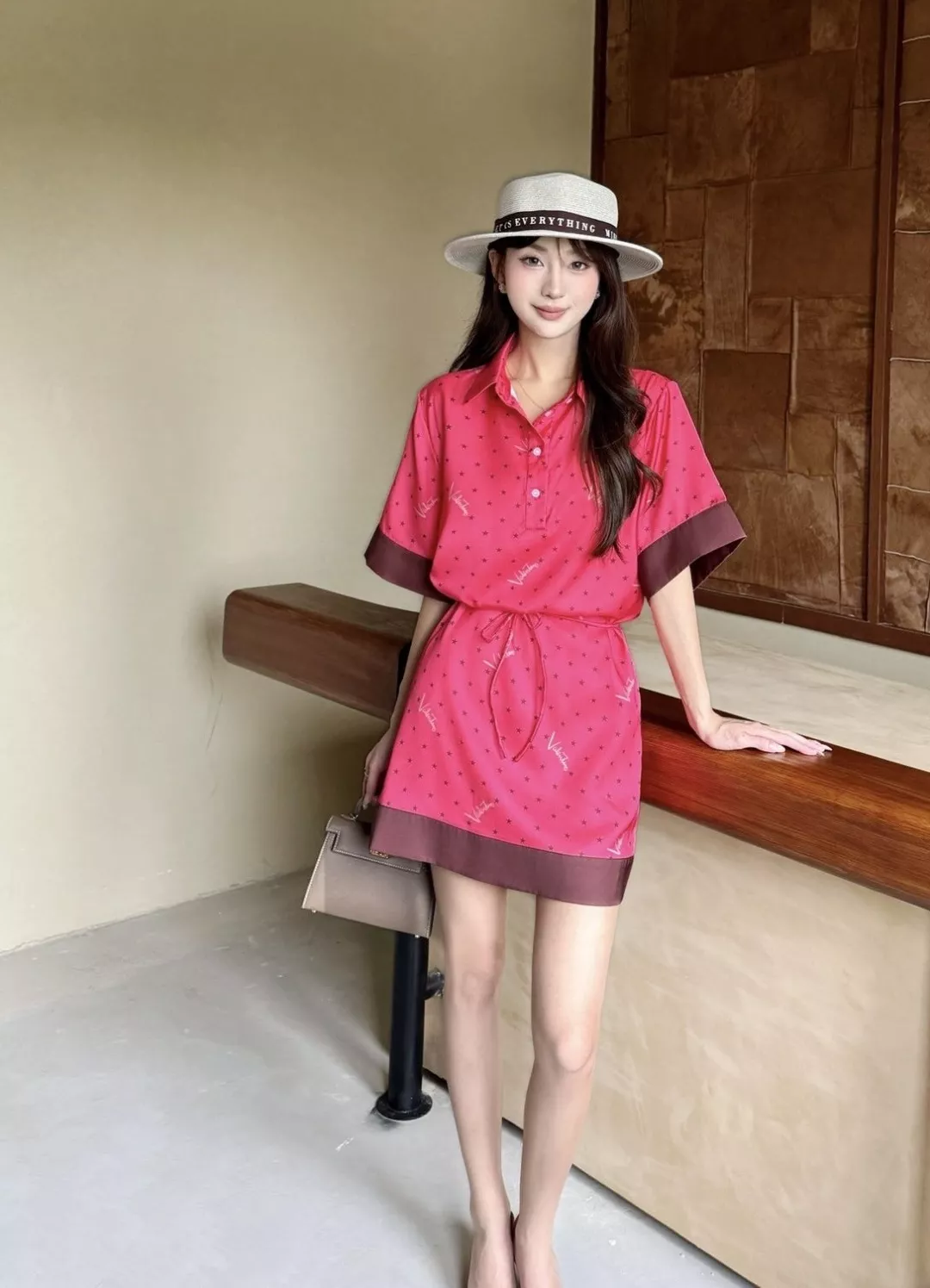 발렌티노 별 패턴 새틴 폴로 원피스 상세 이미지 23