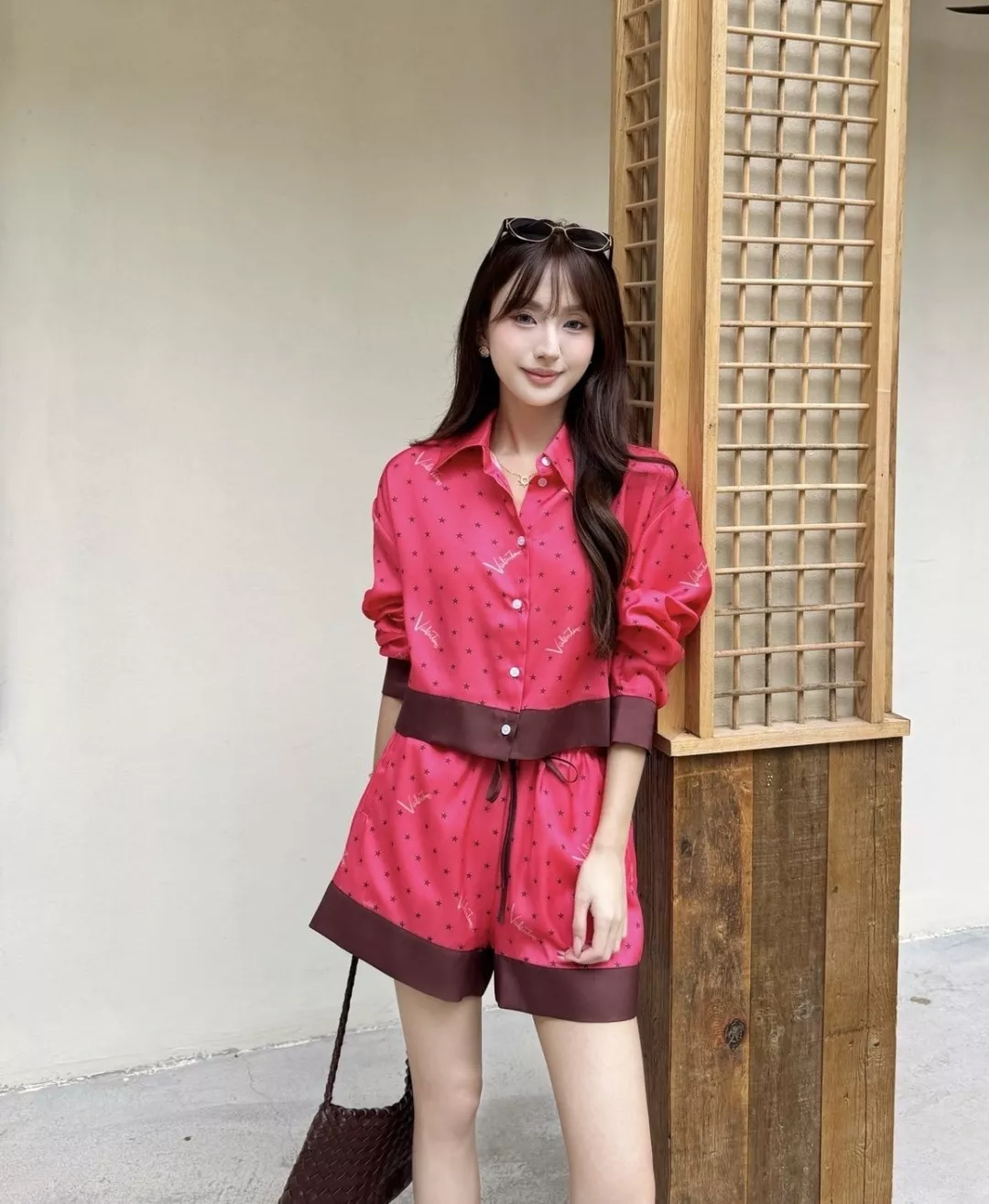 발렌티노 별 패턴 새틴 크롭 셔츠 숏팬츠 세트 상세 이미지 22