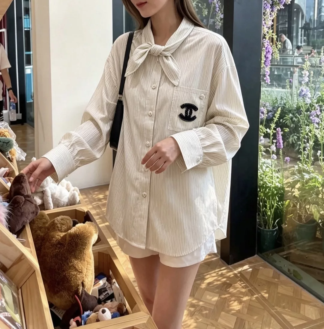 샤넬 빅카라 스트라이프 긴소매 셔츠 상세 이미지 10