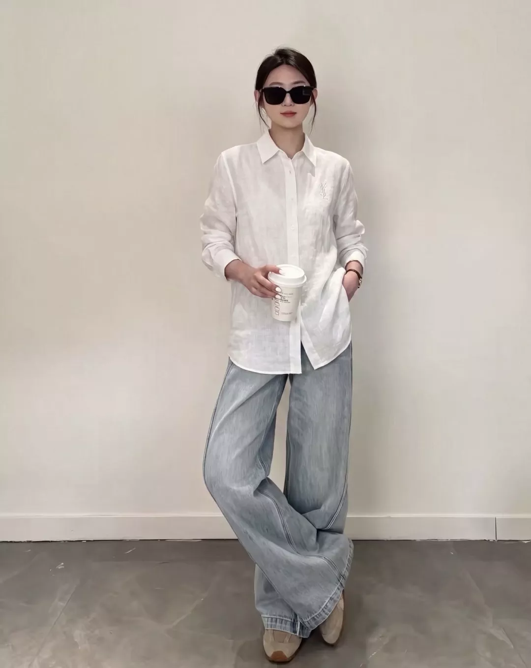 입생로랑 워싱 리넨 자수 긴소매 셔츠 상세 이미지 11