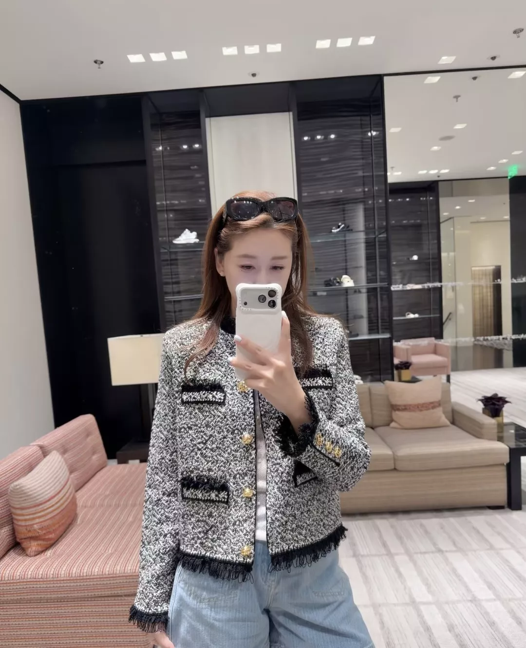 샤넬 눈송이 배색 트위드 니트 재킷 상세 이미지 15