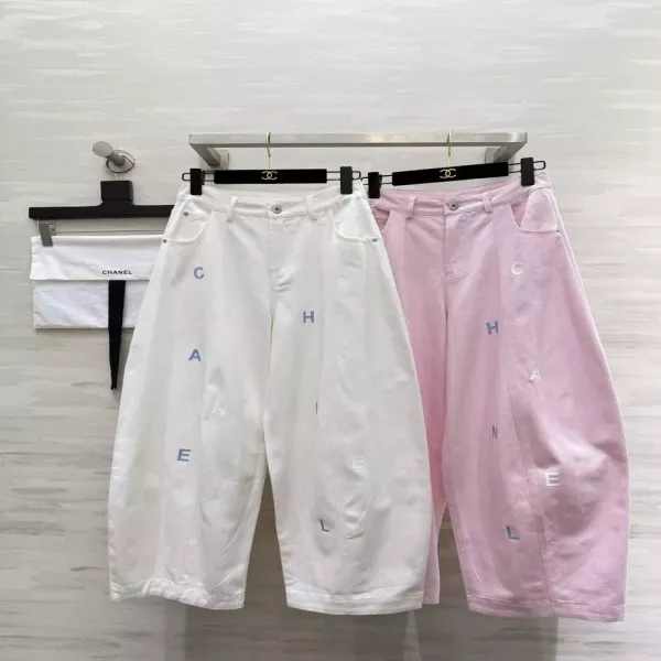 샤넬 레터 자수 와이드 팬츠