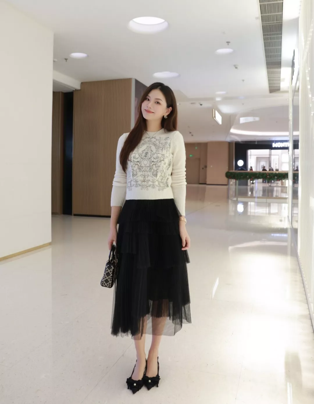디올 멀티 레이어 플리츠 망사 롱 스커트 상세 이미지 31