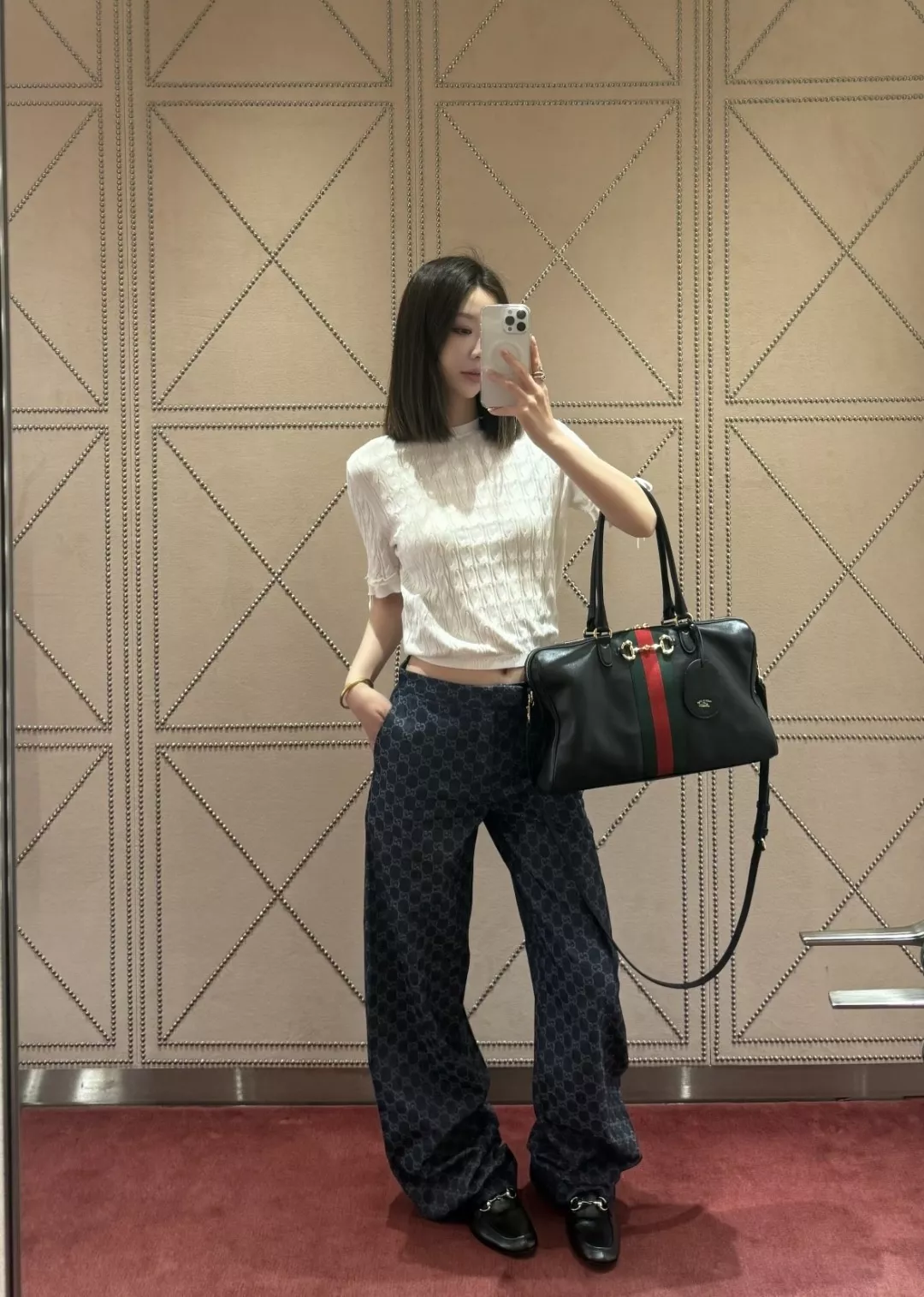 구찌 자카드 와이드 데님 팬츠 상세 이미지 18