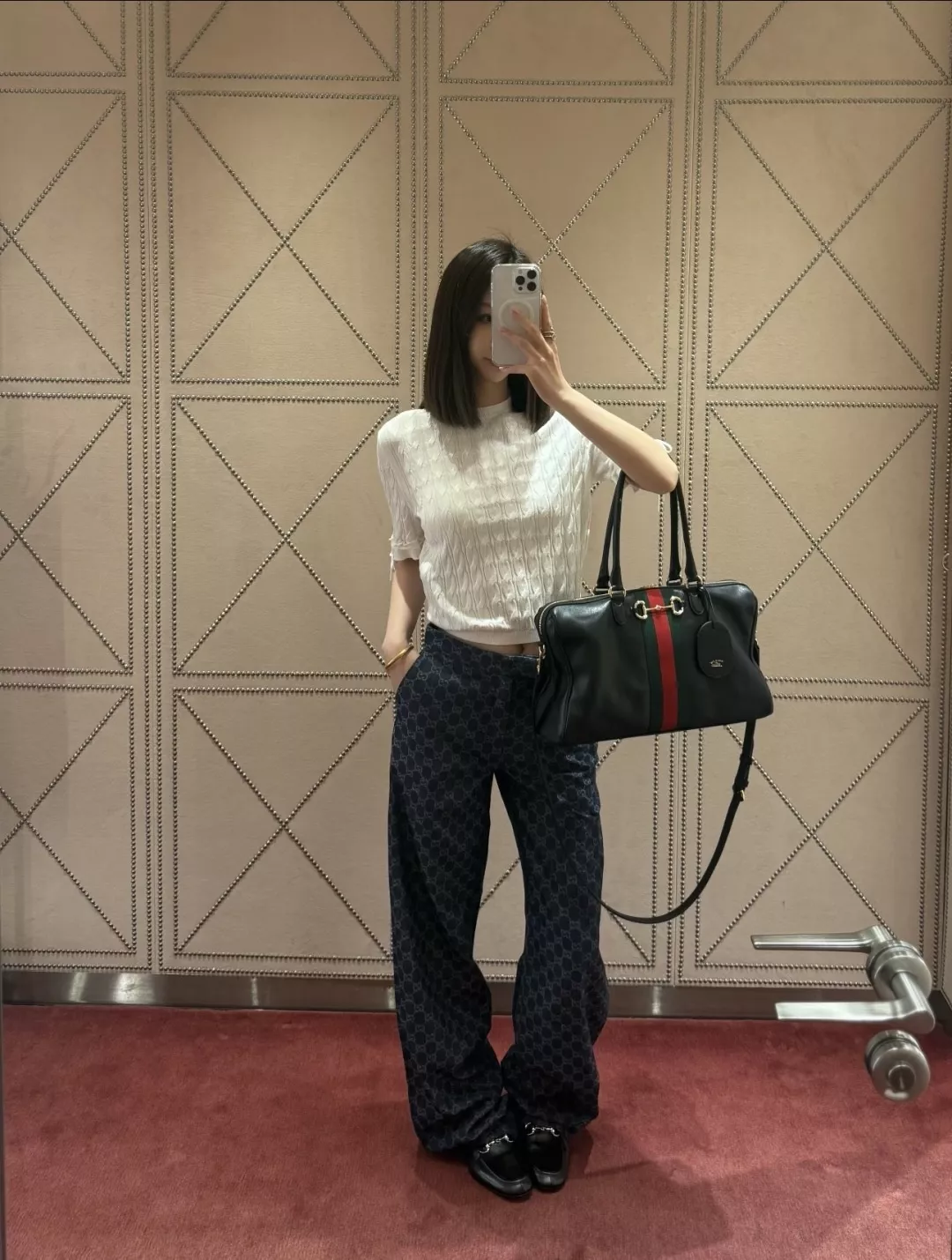 구찌 자카드 와이드 데님 팬츠 상세 이미지 17