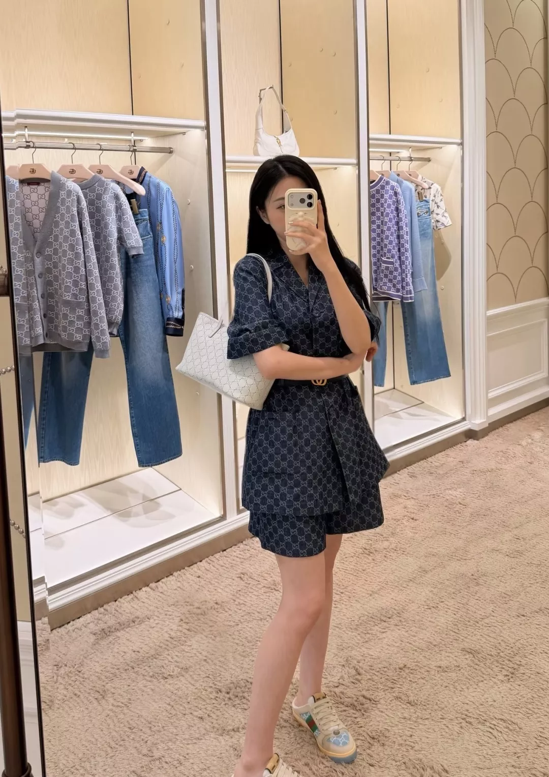 구찌 올오버 모노그램 밴딩 데님 하프 팬츠 상세 이미지 17