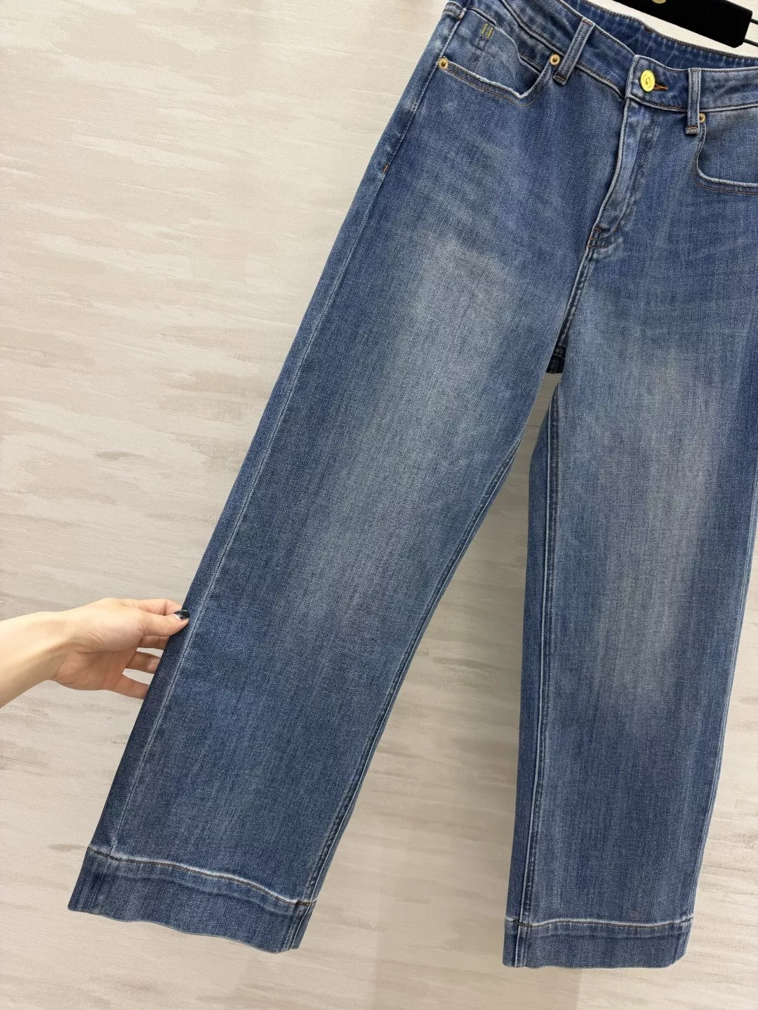 프라다 투톤 하이웨이스트 와이드 데님 팬츠 상세 이미지 3