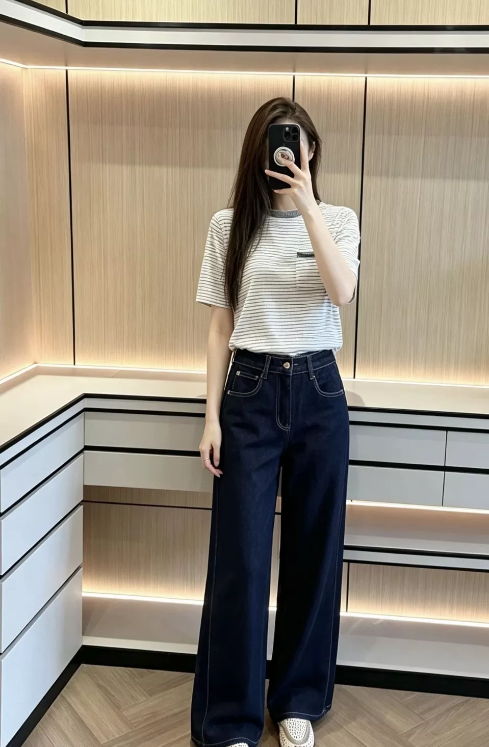 브루넬로쿠치넬리 하이웨이스트 스트레이트 와이드 데님 팬츠 상세 이미지 49