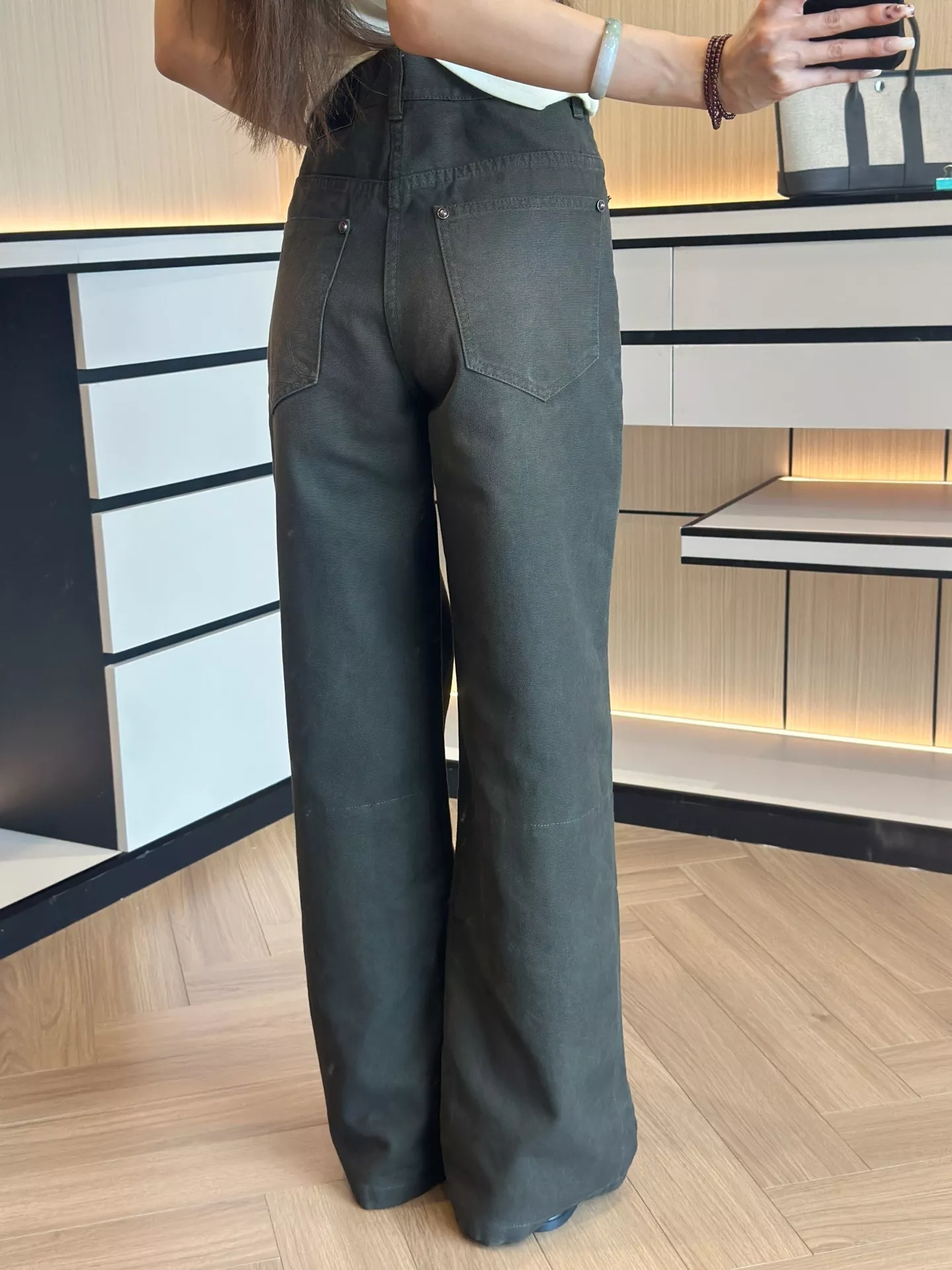 루이비통 워싱 밀리터리 그린 와이드 데님 팬츠 상세 이미지 86