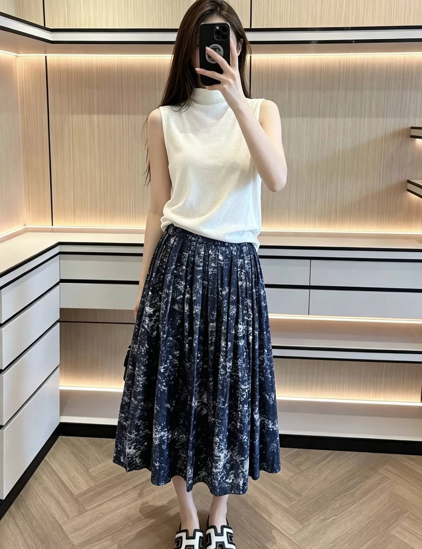 디올 복고 플라워 프린트 플리츠 롱 스커트 상세 이미지 93