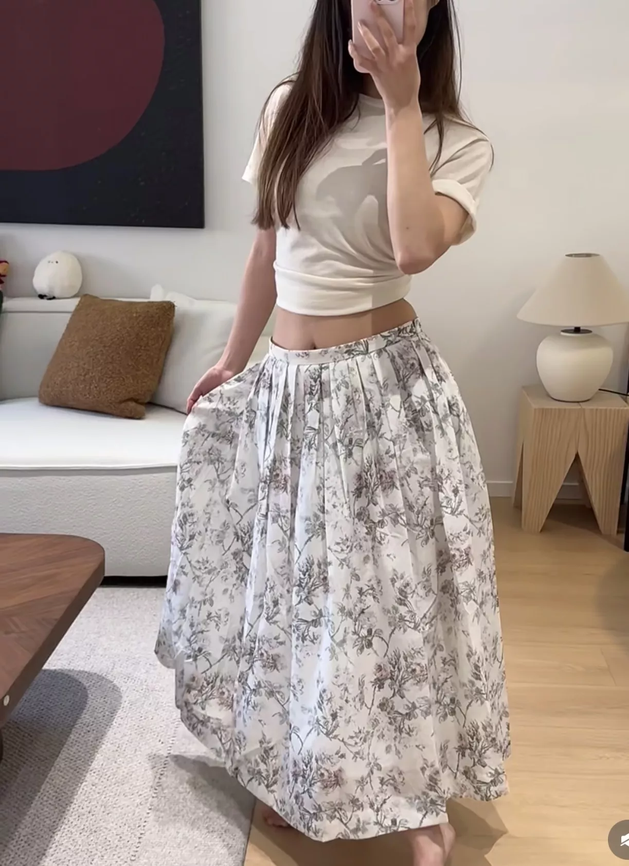 디올 복고 플라워 프린트 플리츠 롱 스커트 상세 이미지 36