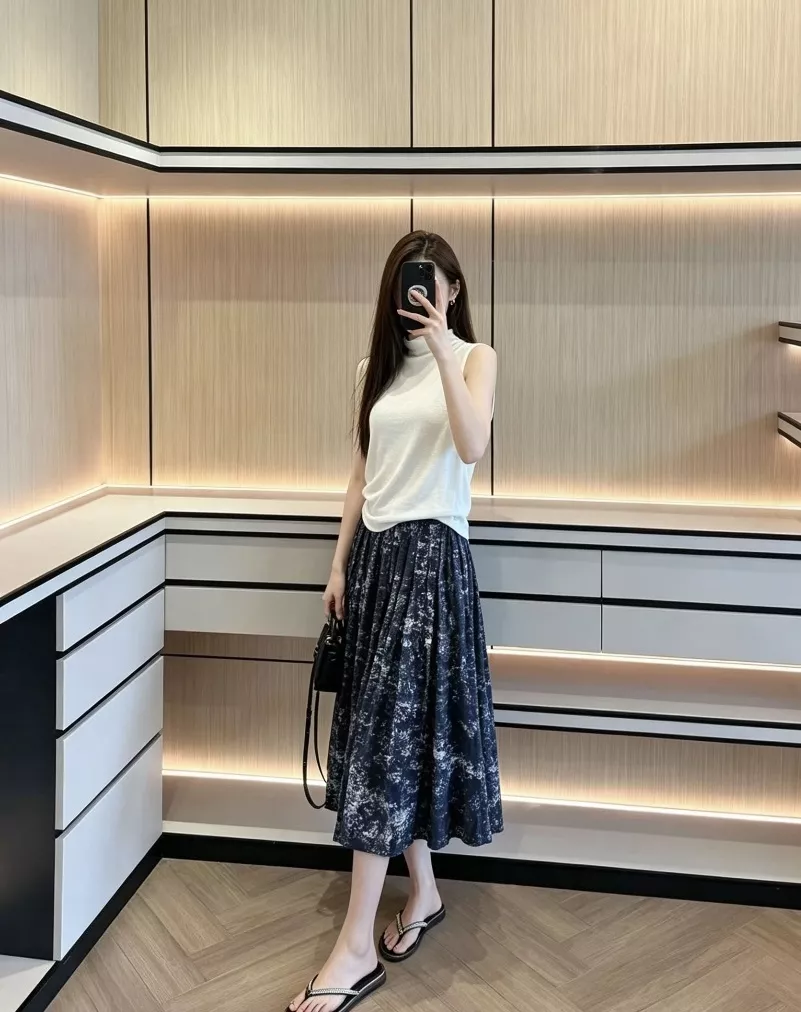 디올 복고 플라워 프린트 플리츠 롱 스커트 상세 이미지 89