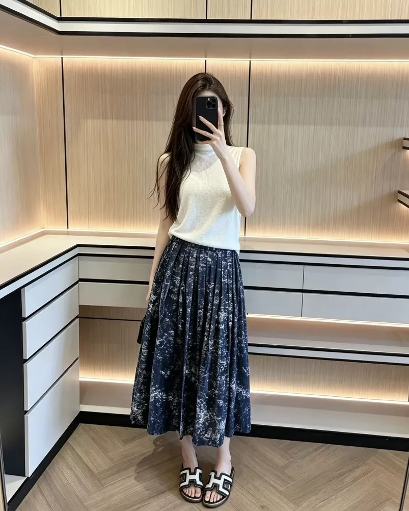 디올 복고 플라워 프린트 플리츠 롱 스커트 상세 이미지 92