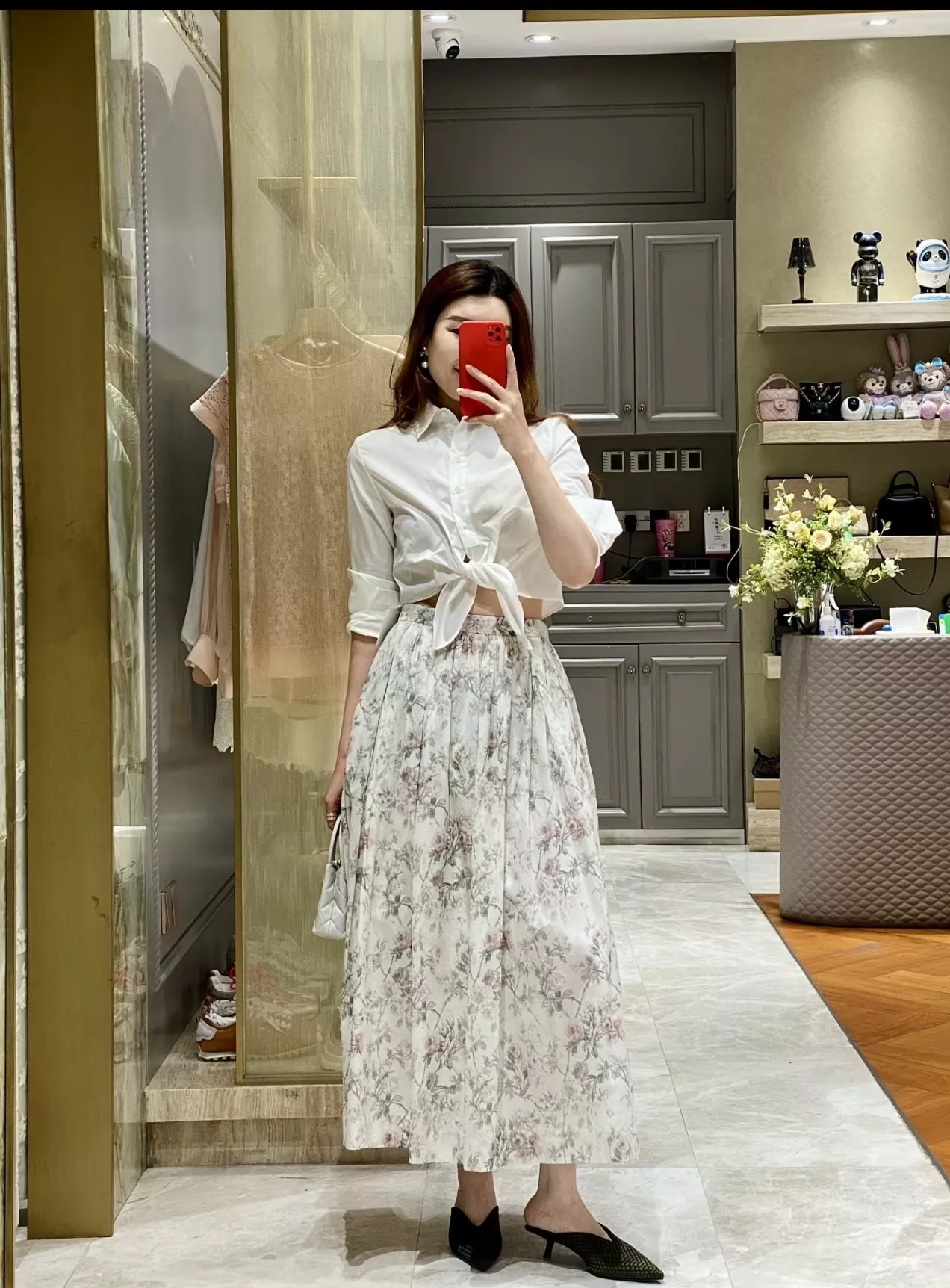 디올 복고 플라워 프린트 플리츠 롱 스커트 상세 이미지 33