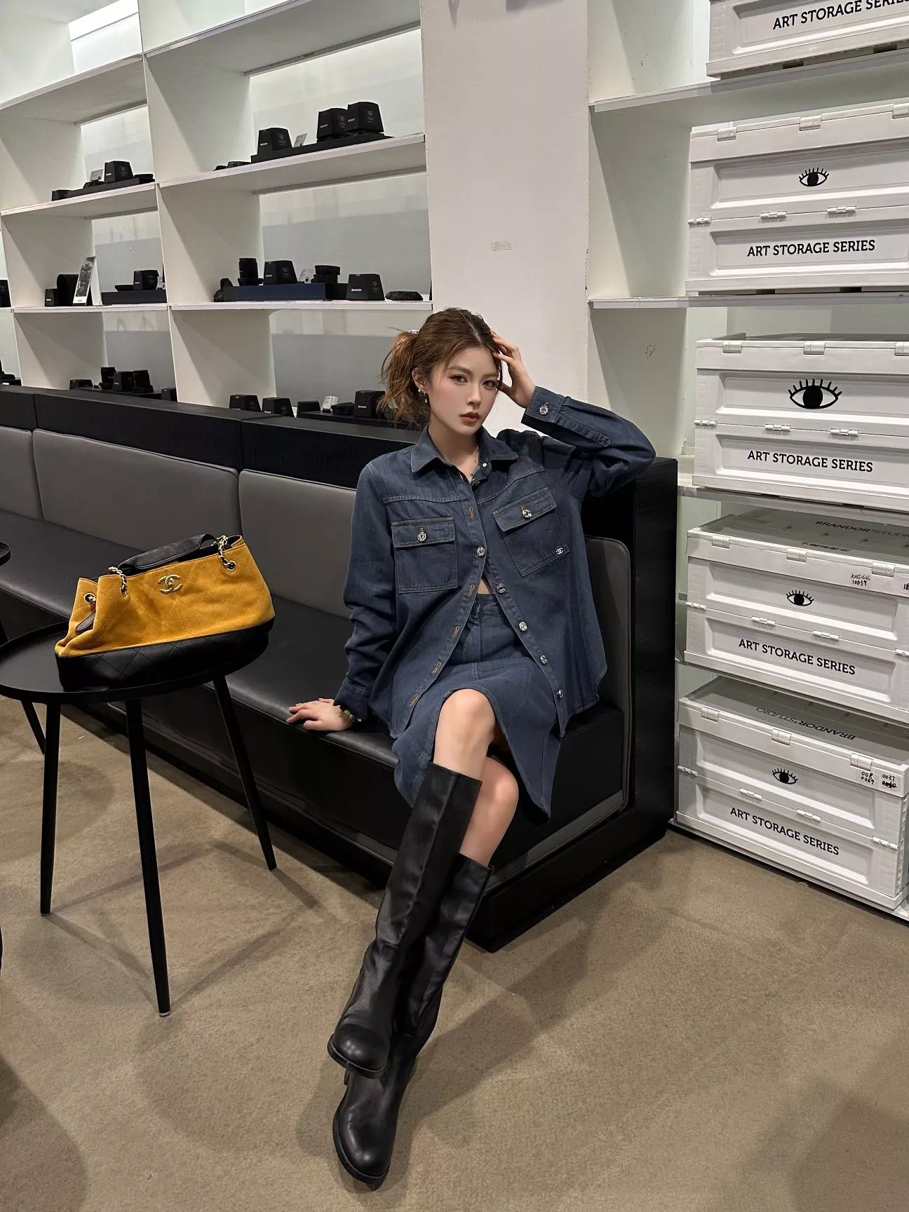 샤넬 빈티지 워싱 플레어 미들 스커트 상세 이미지 15