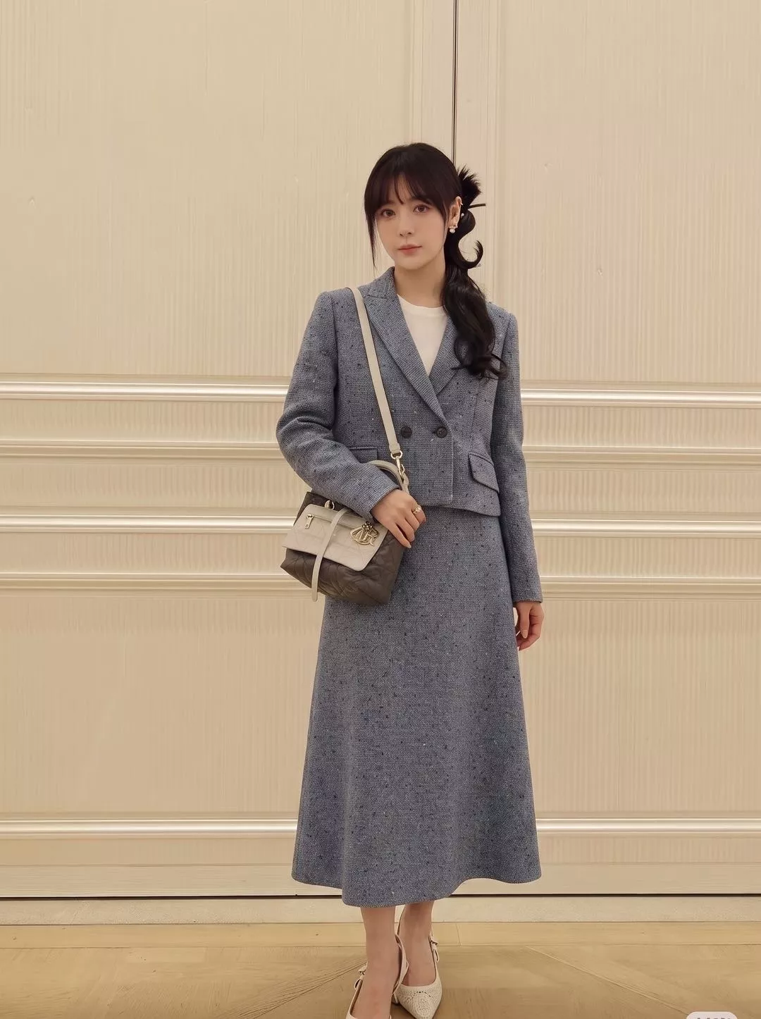 디올 블루 도트 트위드 A라인 롱 스커트 상세 이미지 14