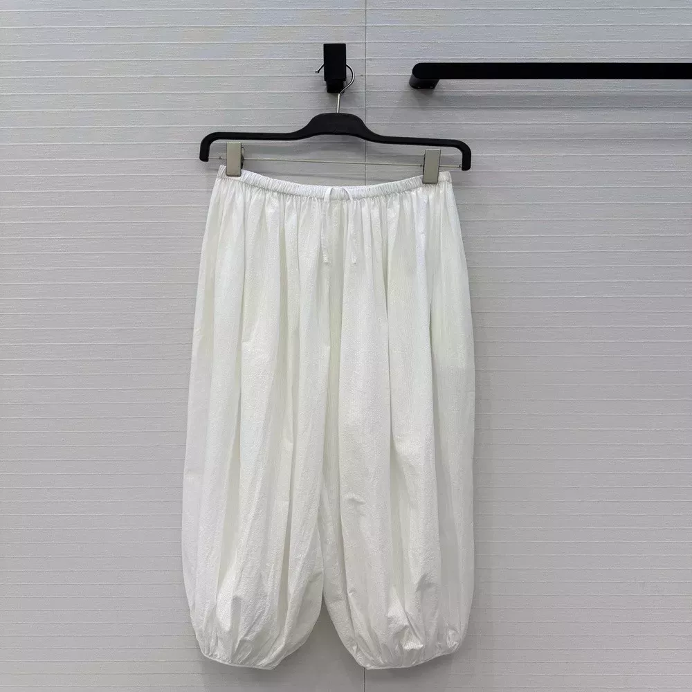알라이아 코튼 포플린 플리츠 테이퍼드 팬츠