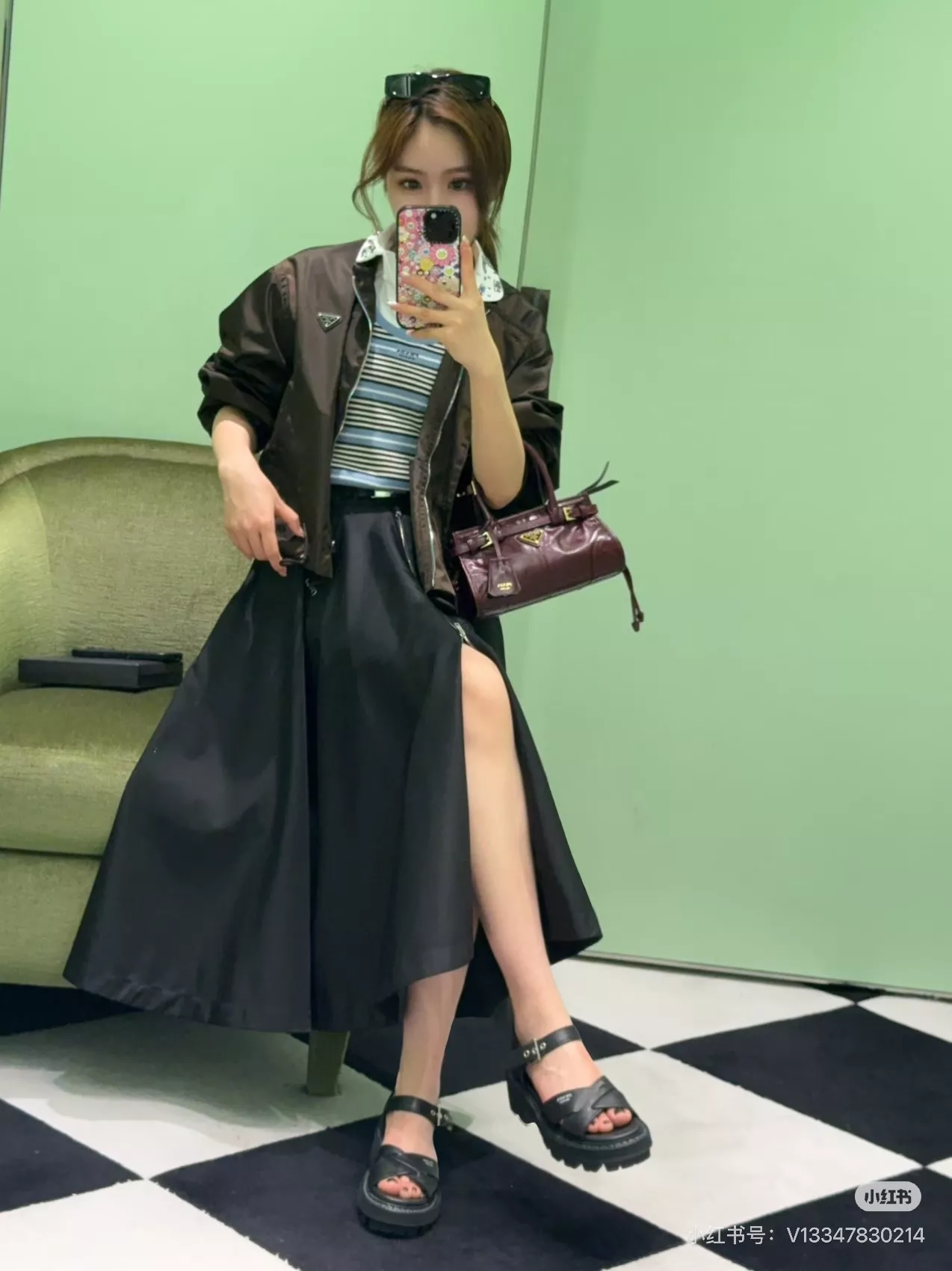프라다 지퍼 나일론 플레어 스커트 상세 이미지 16