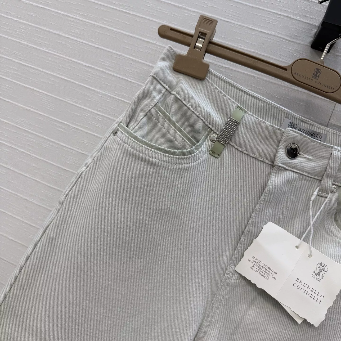 브루넬로쿠치넬리 라이트그린 워싱 스트레이트 데님 팬츠 상세 이미지 3