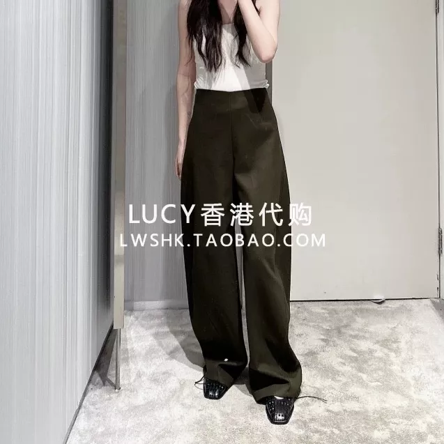 알라이아 올리브그린 아치 실루엣 와이드 팬츠 상세 이미지 11