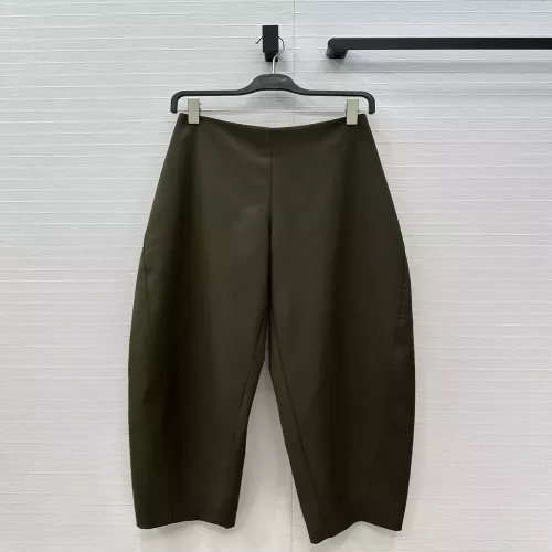 알라이아 올리브그린 아치 실루엣 와이드 팬츠