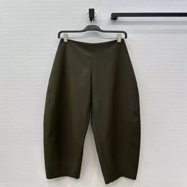 알라이아 올리브그린 아치 실루엣 와이드 팬츠