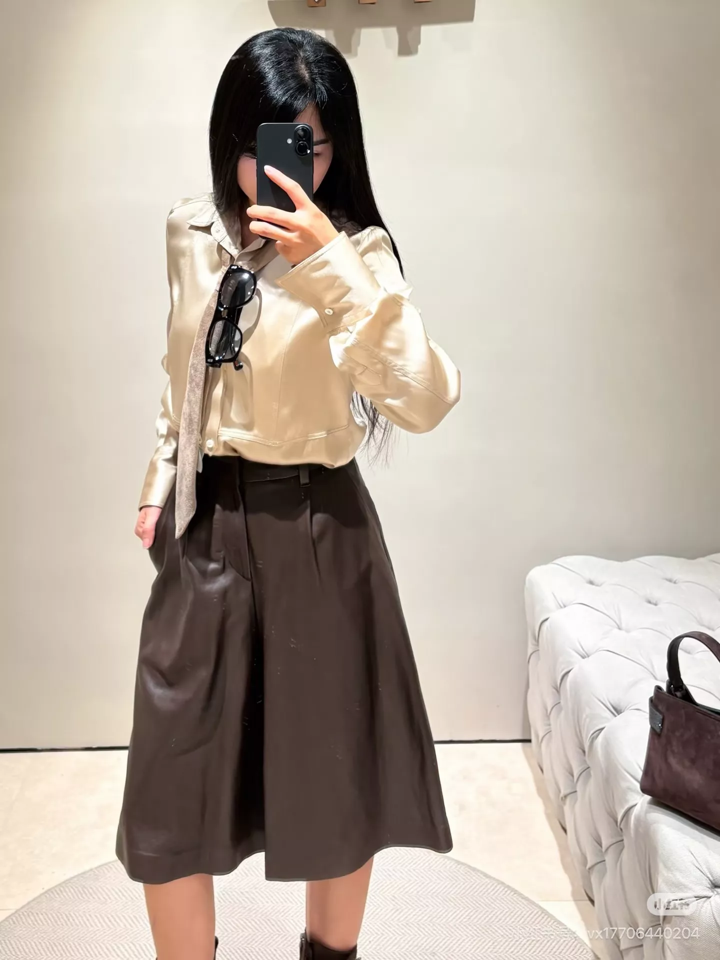 브루넬로쿠치넬리 양가죽 버뮤다 미들 스커트 상세 이미지 11
