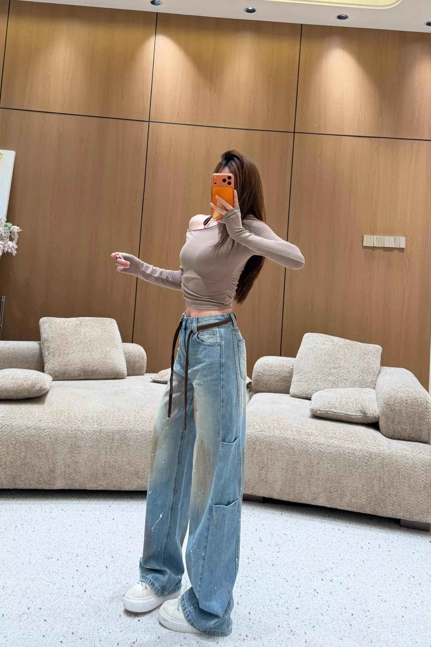 아크네스튜디오 빈티지 워싱 페인팅 카고 와이드 데님 팬츠 상세 이미지 12
