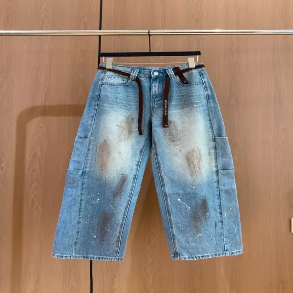 아크네스튜디오 빈티지 워싱 페인팅 카고 와이드 데님 팬츠