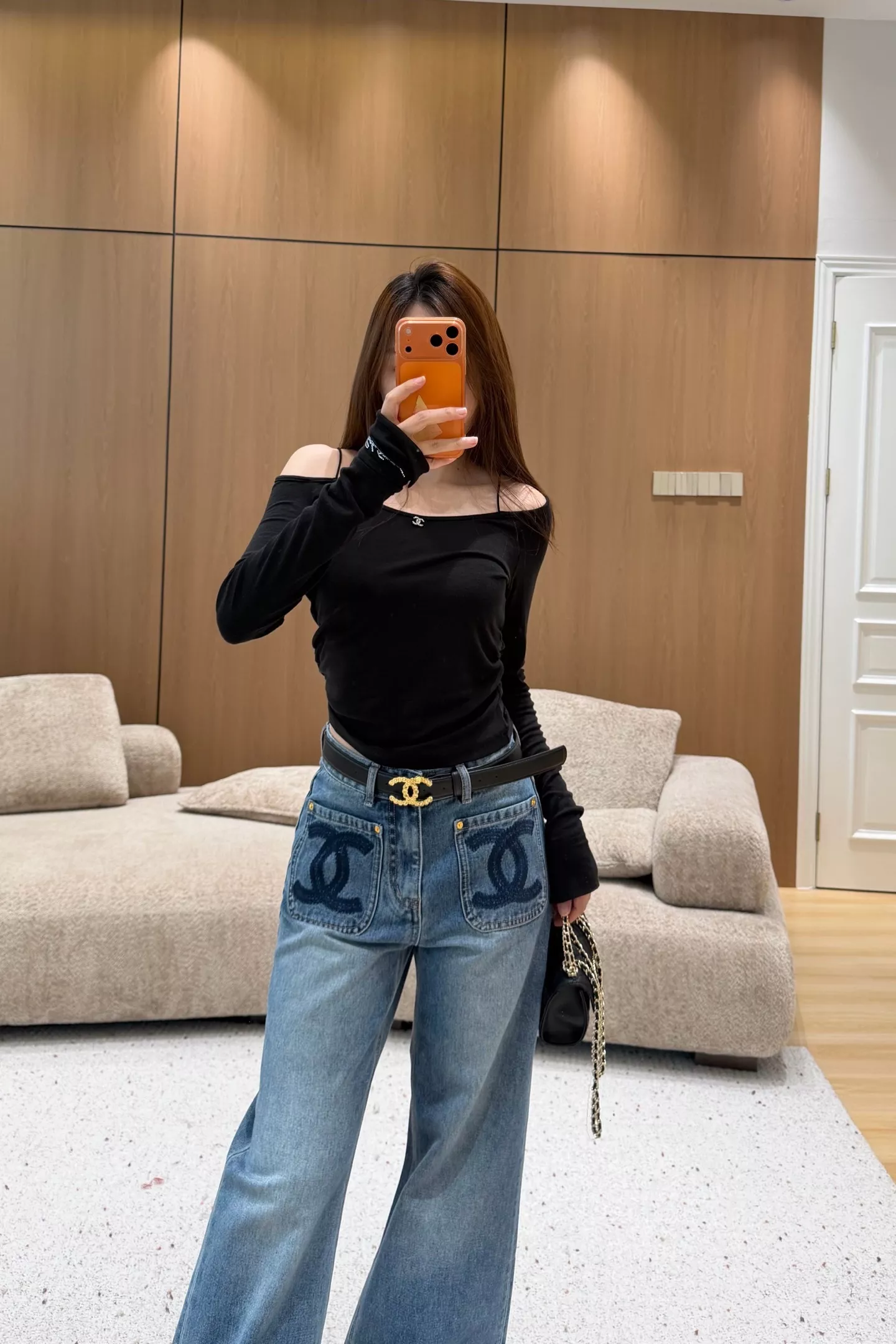 샤넬 자수 와이드 데님 팬츠 상세 이미지 26