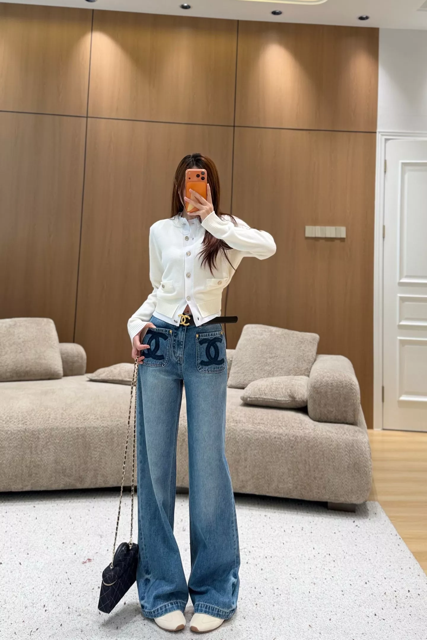 샤넬 자수 와이드 데님 팬츠 상세 이미지 31
