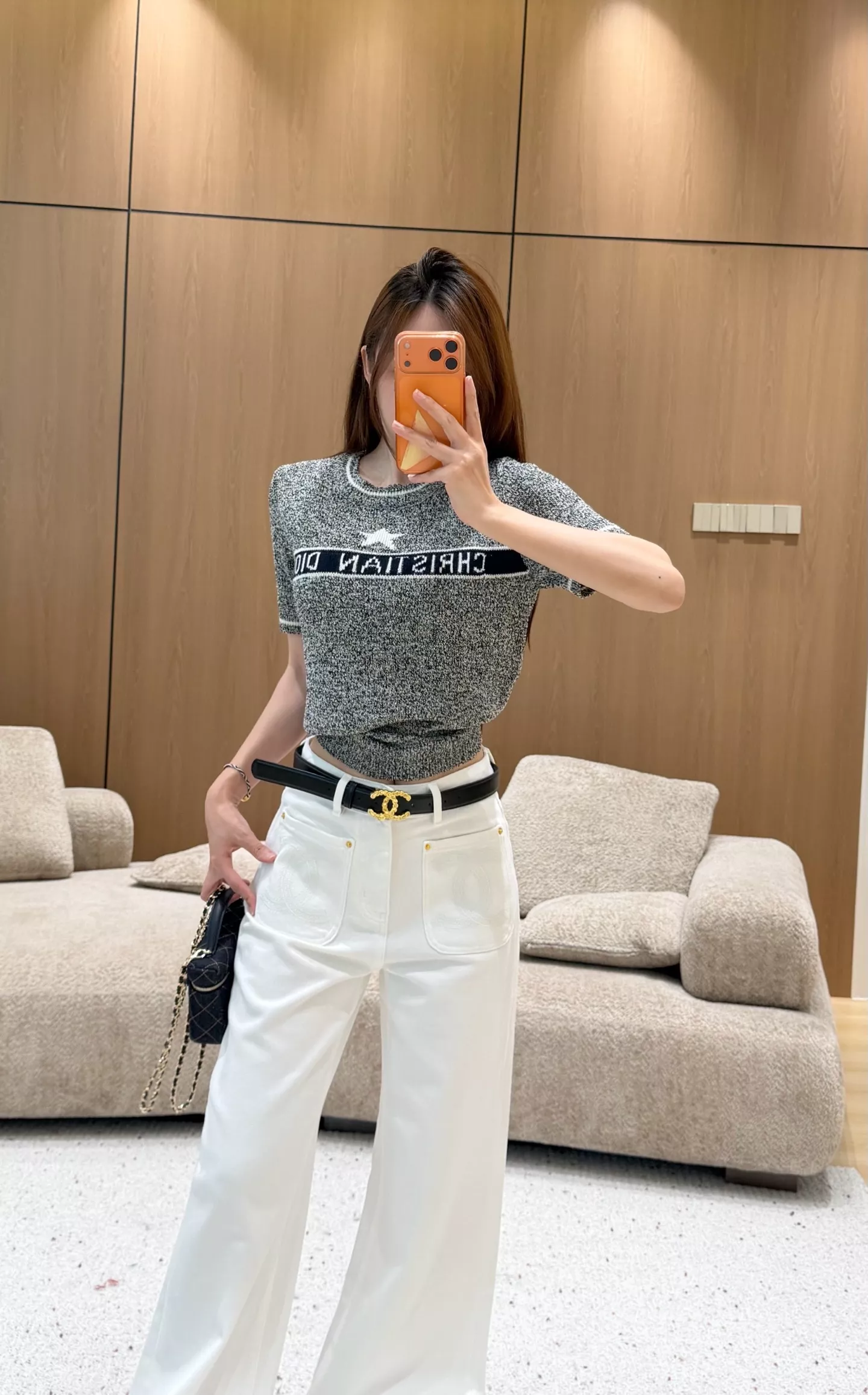 샤넬 자수 와이드 데님 팬츠 상세 이미지 11