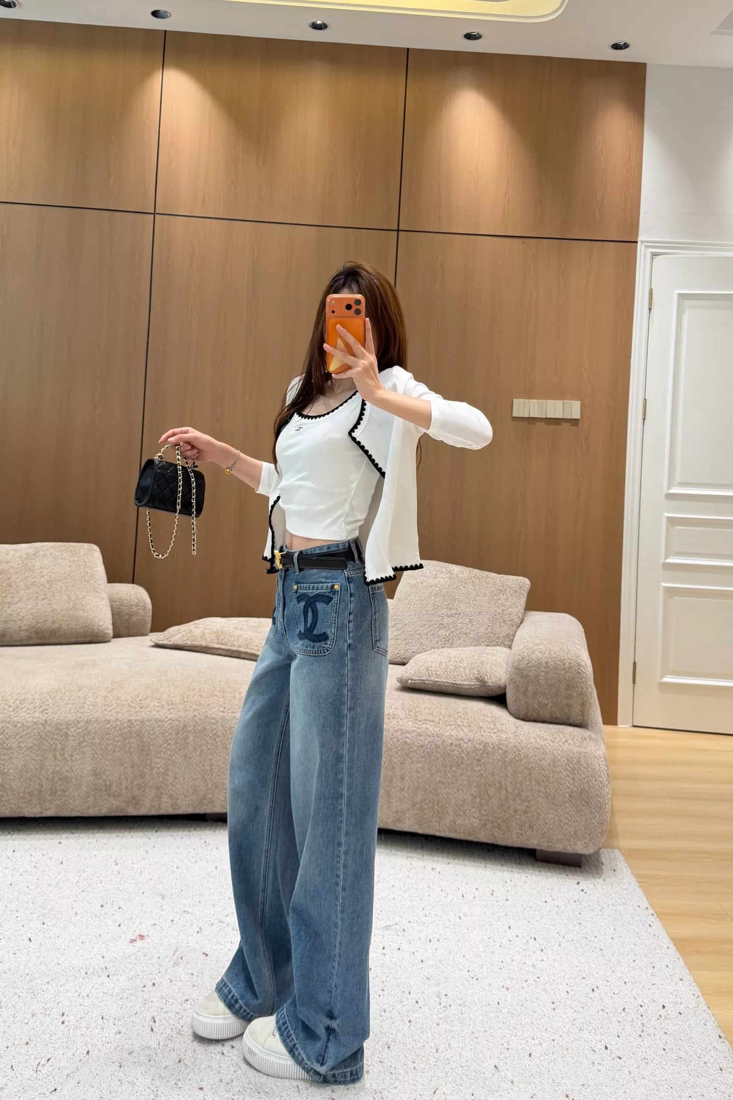 샤넬 자수 와이드 데님 팬츠 상세 이미지 24