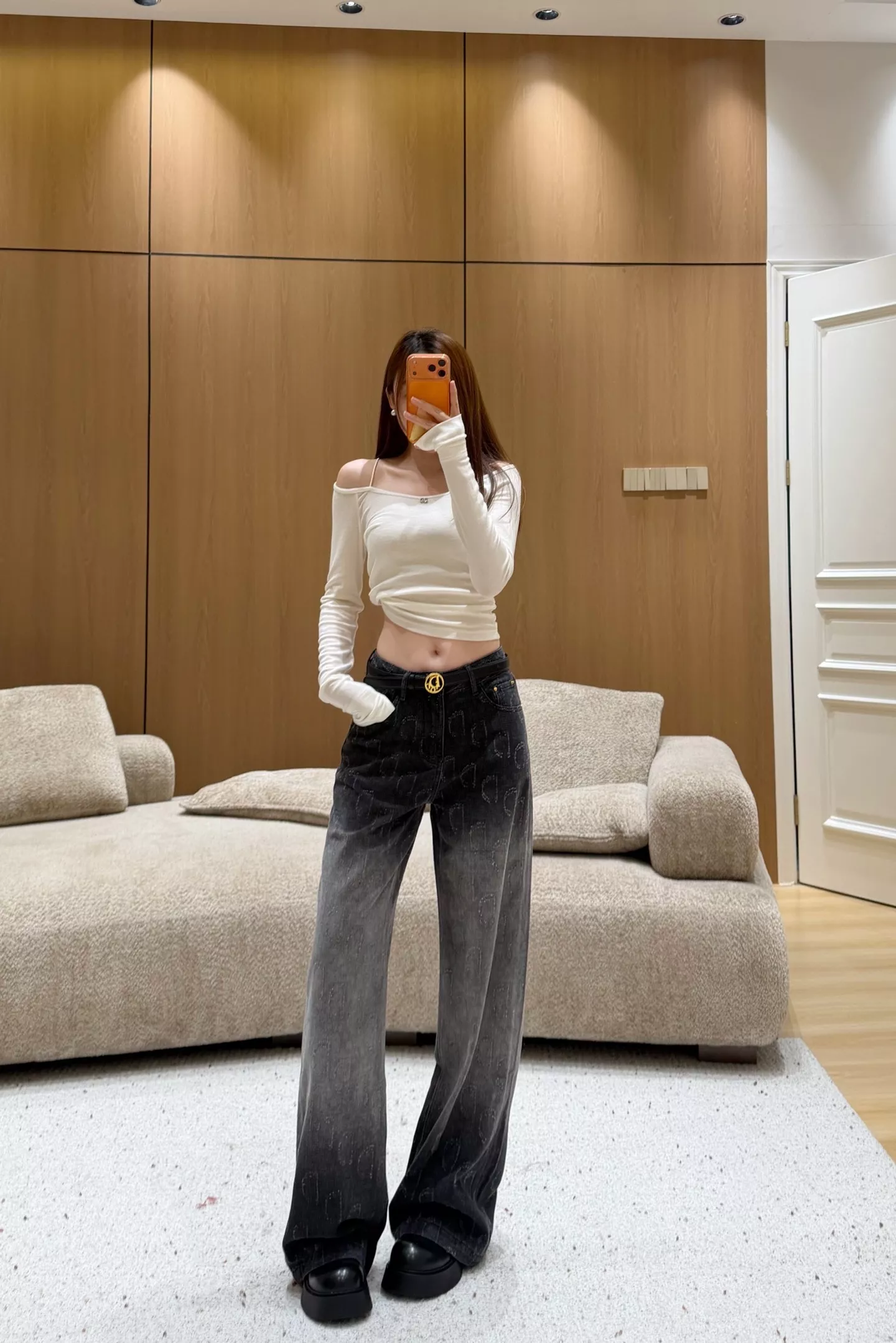 디올 그라데이션 워싱 스트레이트 와이드 데님 팬츠 상세 이미지 21