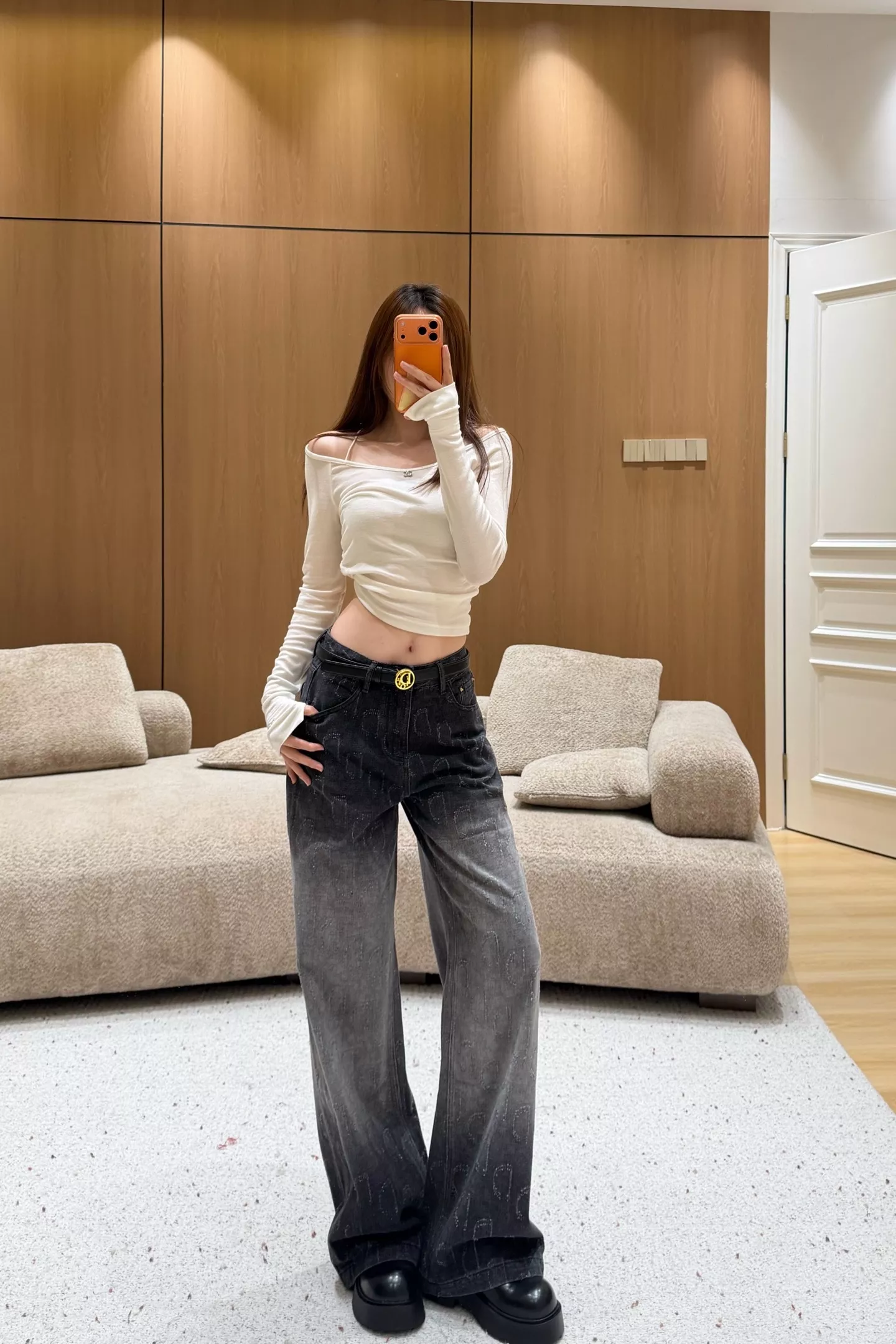 디올 그라데이션 워싱 스트레이트 와이드 데님 팬츠 상세 이미지 23