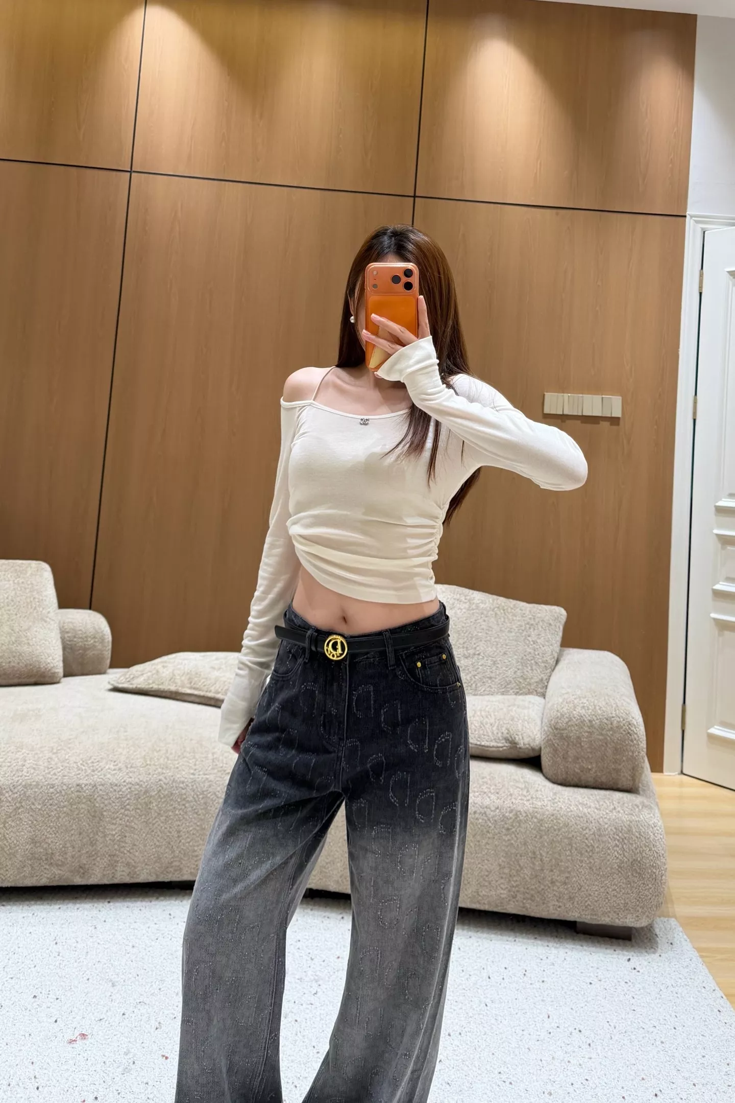 디올 그라데이션 워싱 스트레이트 와이드 데님 팬츠 상세 이미지 25