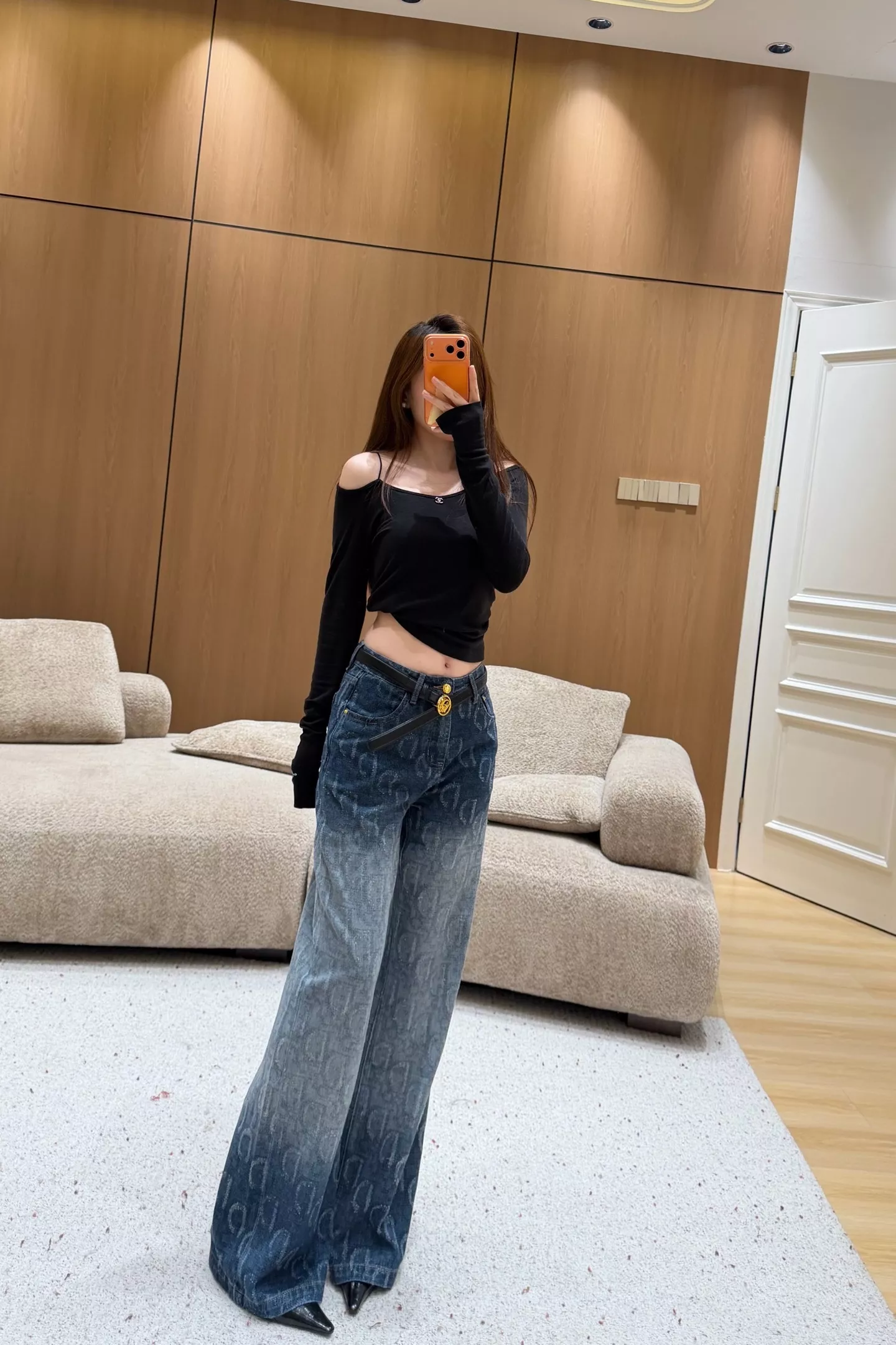 디올 그라데이션 워싱 스트레이트 와이드 데님 팬츠 상세 이미지 17