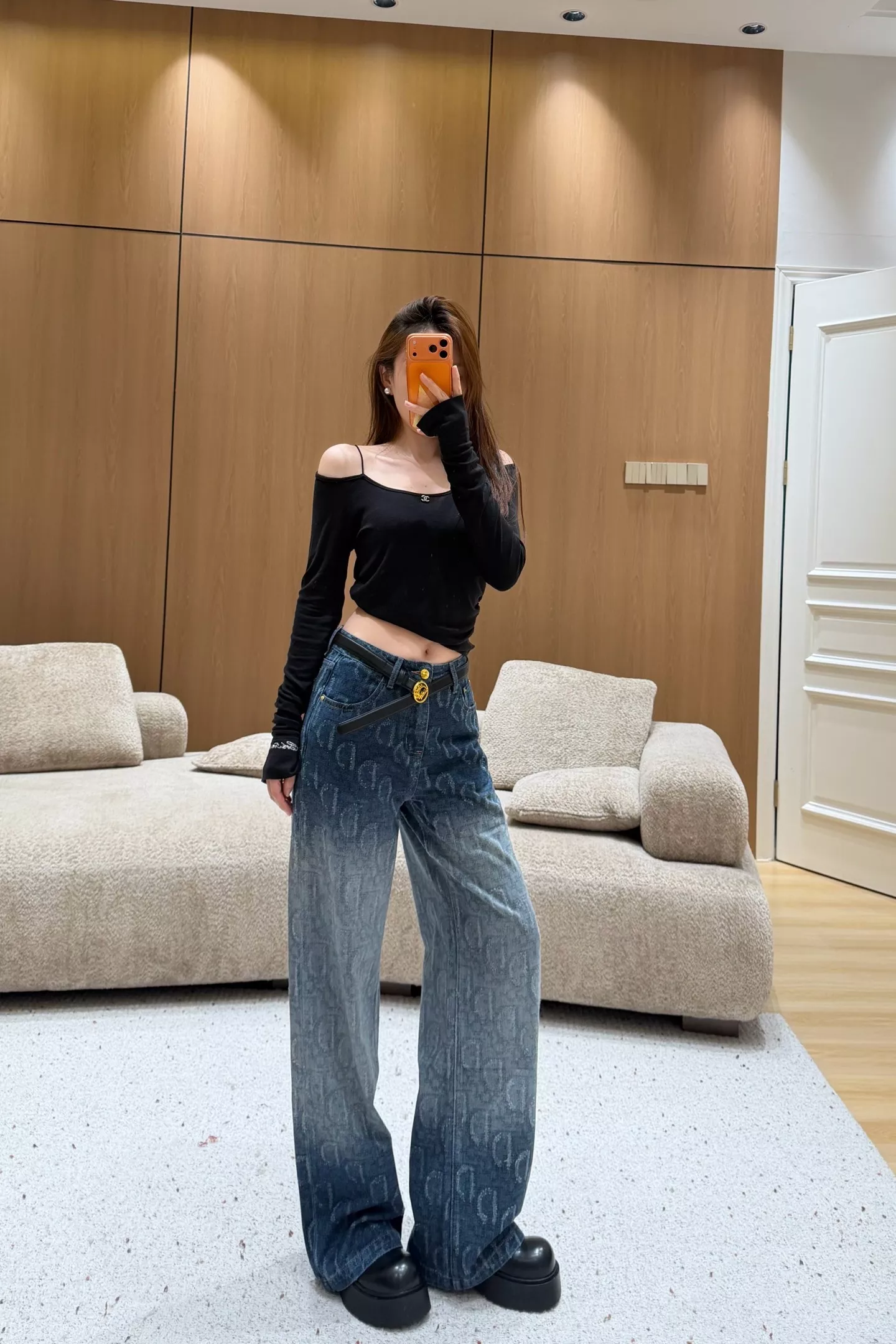 디올 그라데이션 워싱 스트레이트 와이드 데님 팬츠 상세 이미지 11