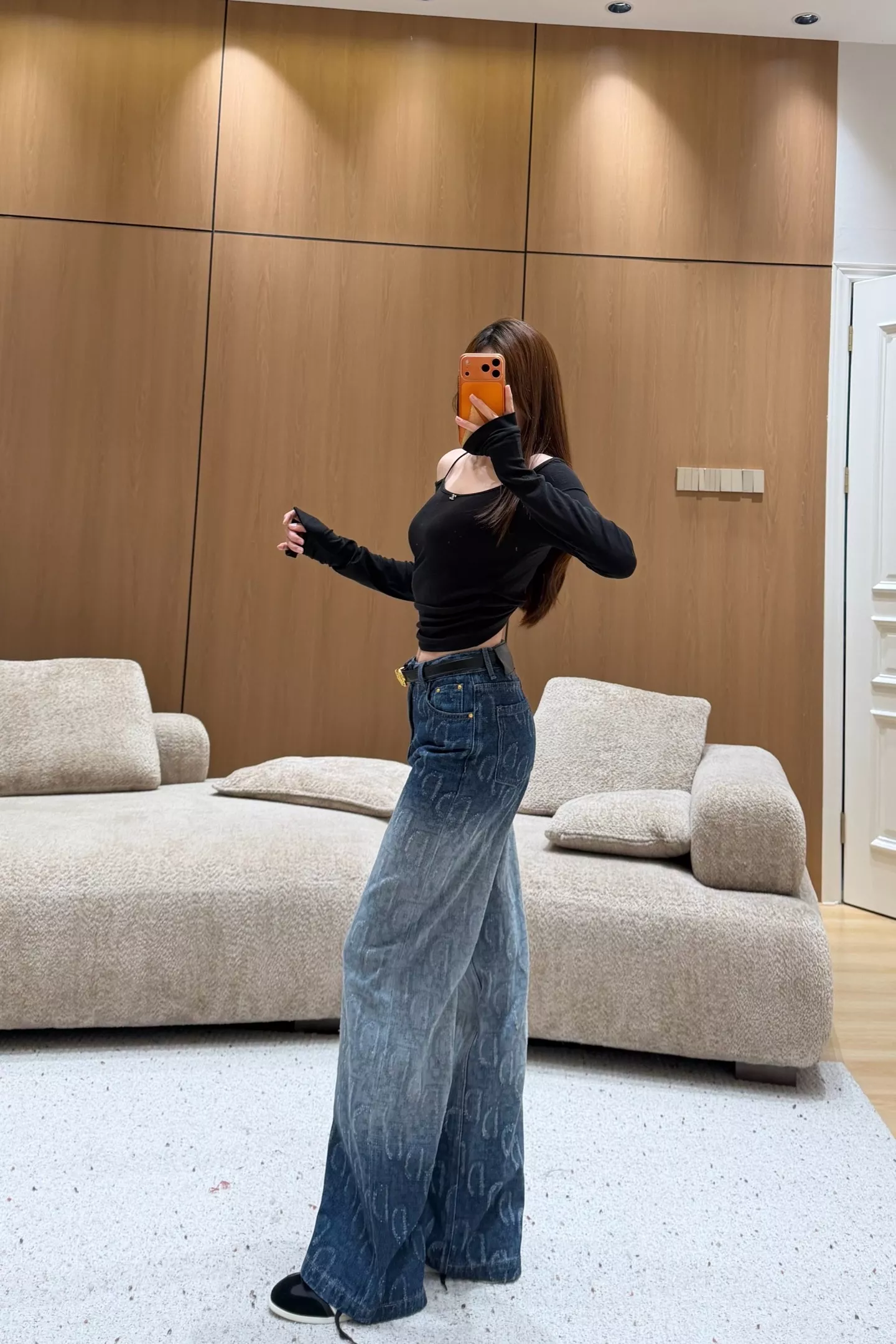디올 그라데이션 워싱 스트레이트 와이드 데님 팬츠 상세 이미지 19