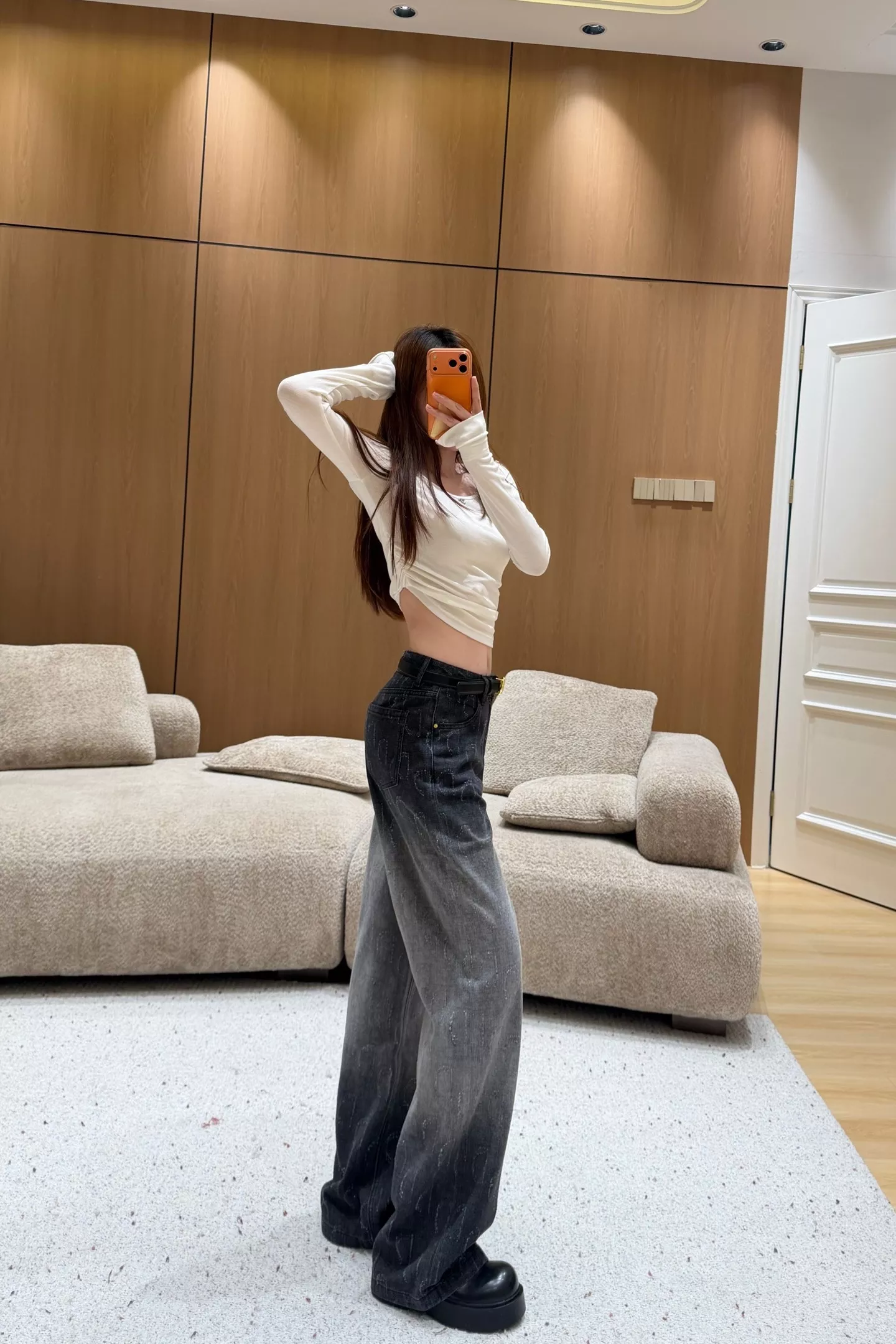 디올 그라데이션 워싱 스트레이트 와이드 데님 팬츠 상세 이미지 20