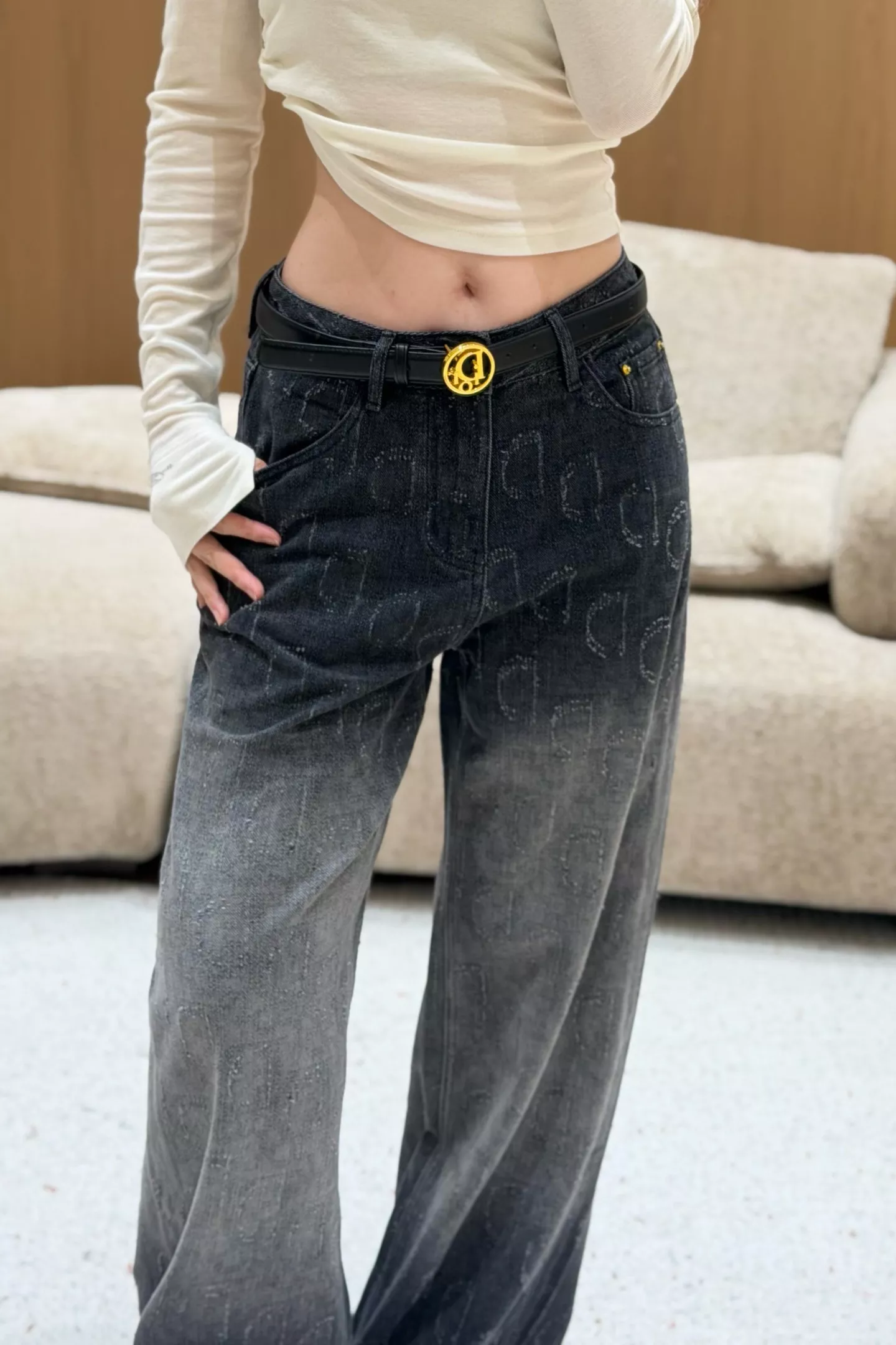 디올 그라데이션 워싱 스트레이트 와이드 데님 팬츠 상세 이미지 27