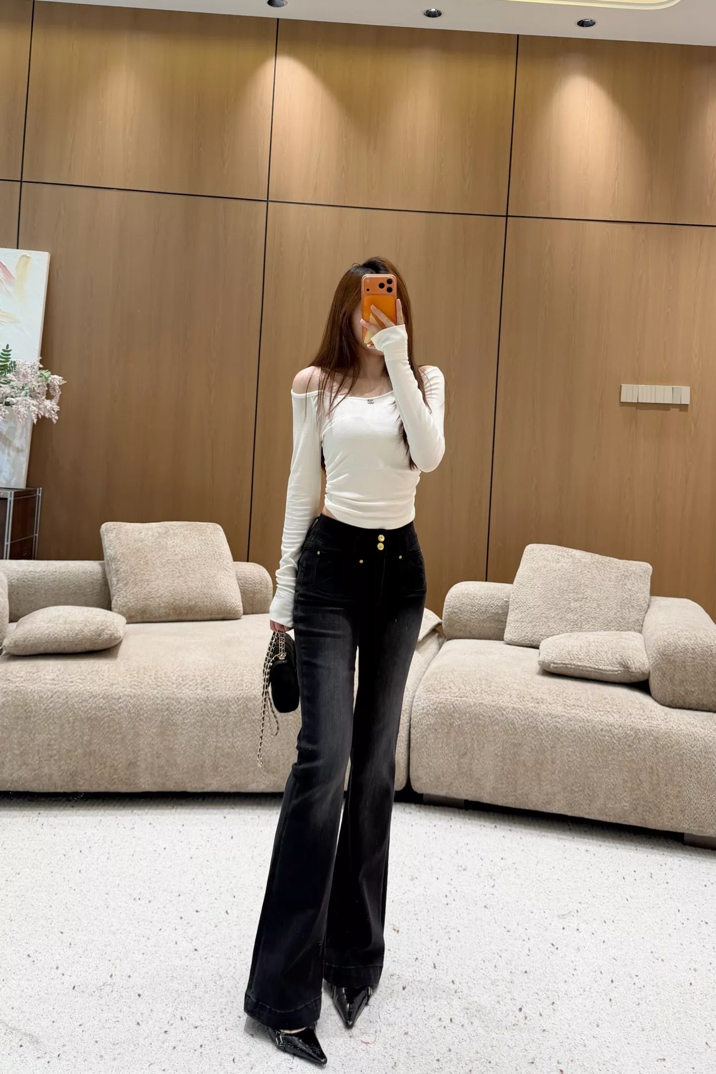 디올 리본 자수 하이웨이스트 미세 부츠컷 데님 팬츠 상세 이미지 29