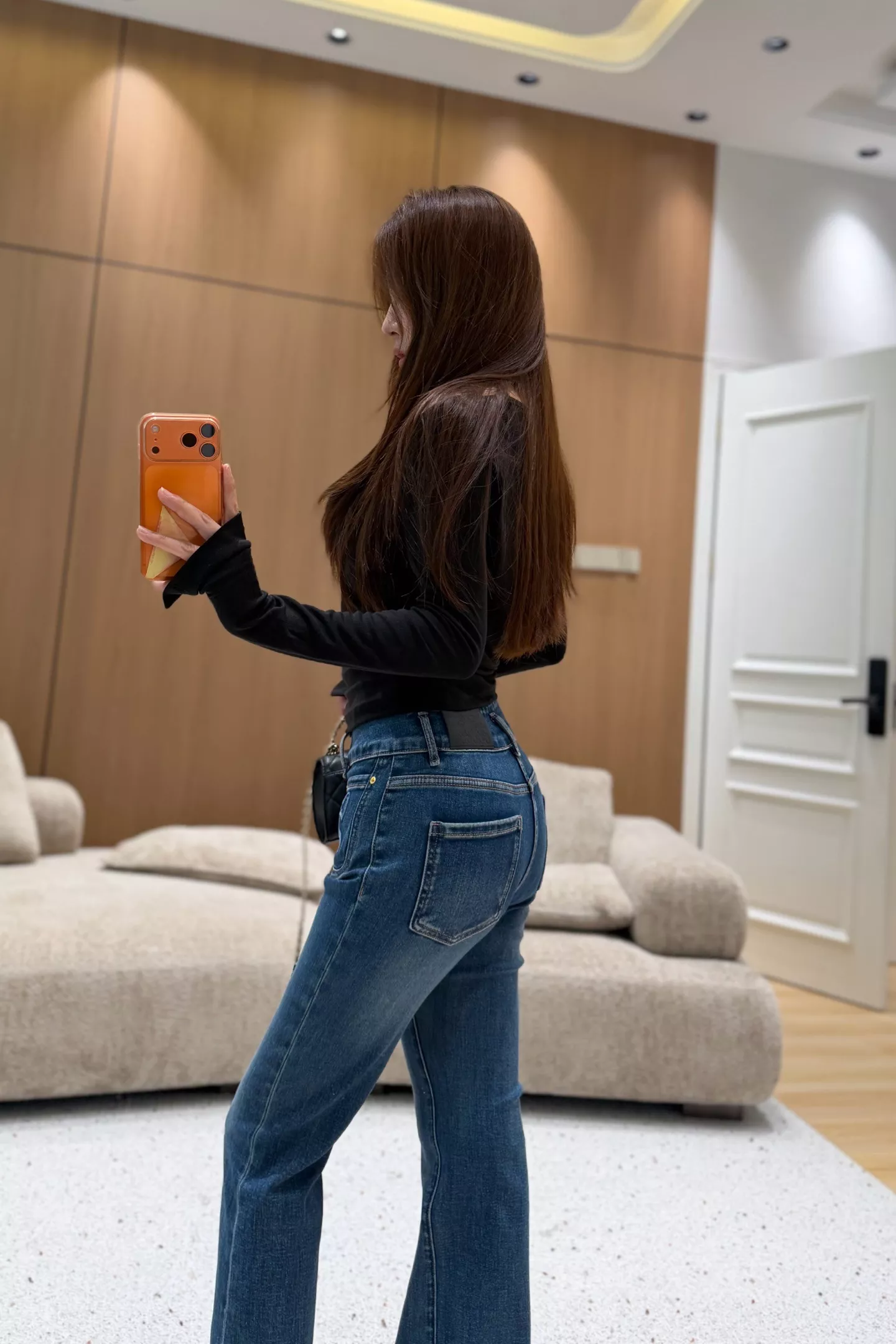 디올 리본 자수 하이웨이스트 미세 부츠컷 데님 팬츠 상세 이미지 24