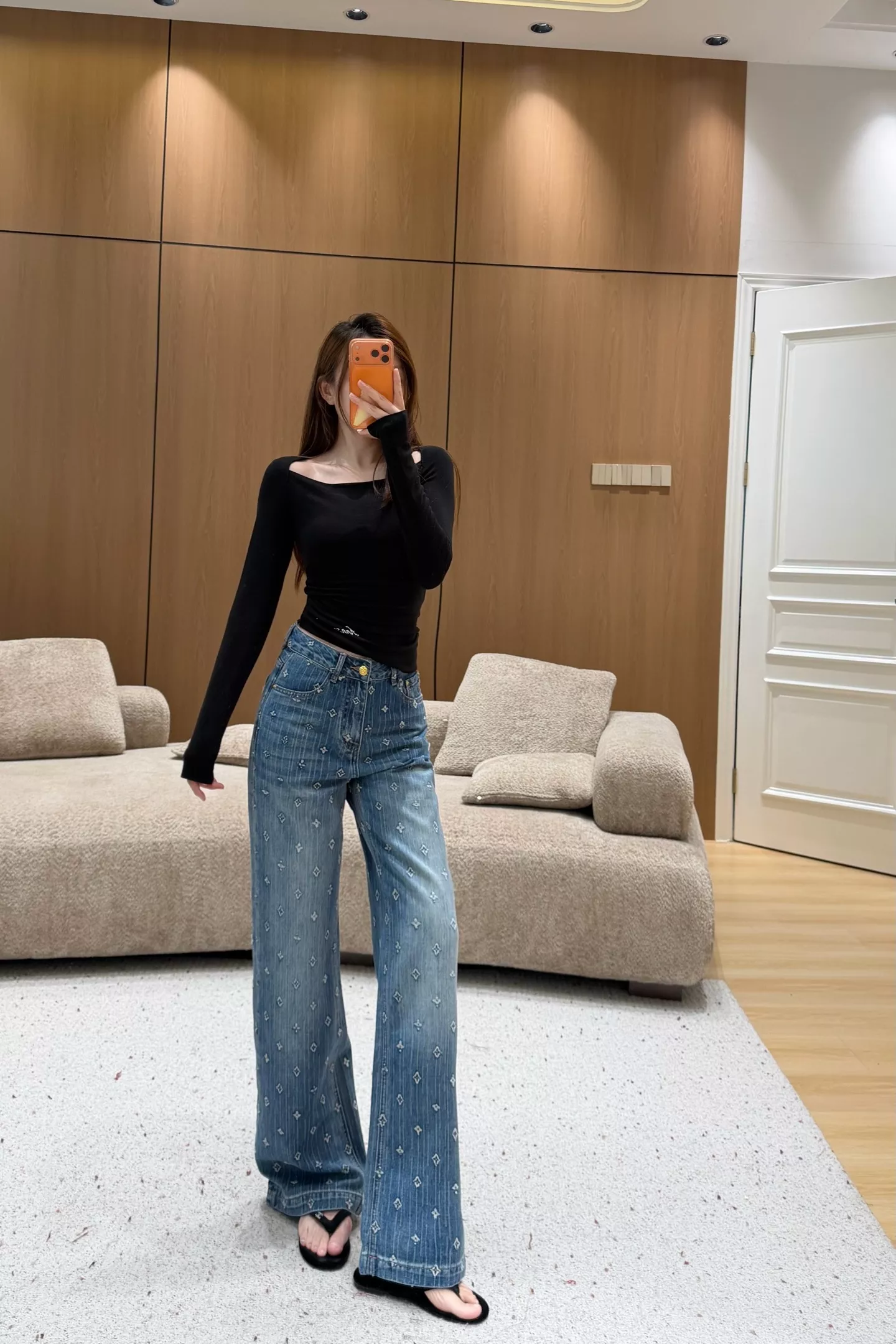 루이비통 자카드 와이드 레그 데님 팬츠 상세 이미지 33
