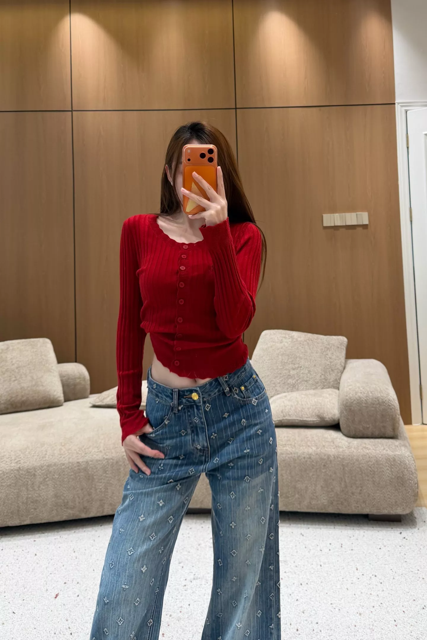 루이비통 자카드 와이드 레그 데님 팬츠 상세 이미지 25